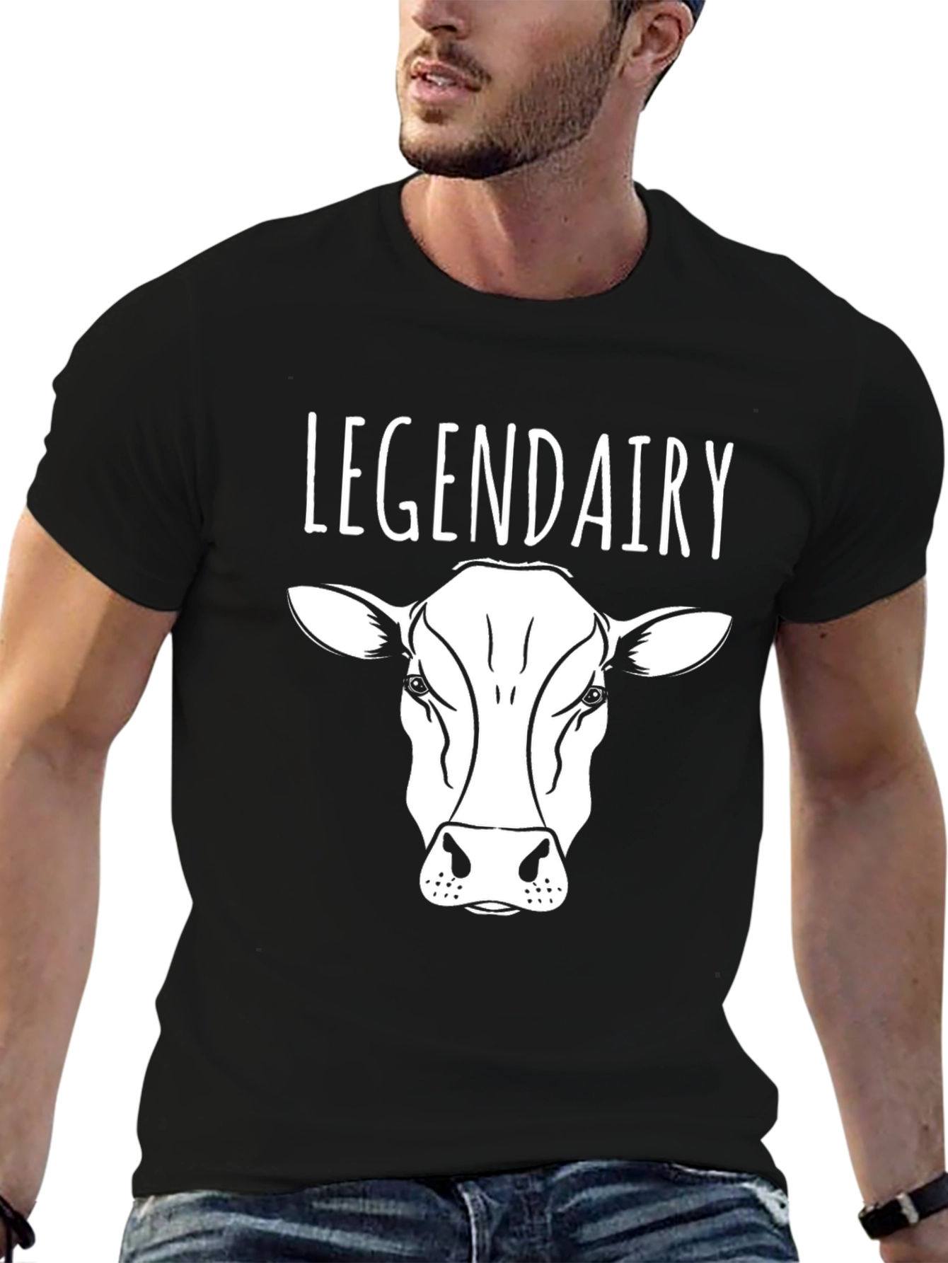 Black Legendairy Cow Graphic Black T-Shirt view 6