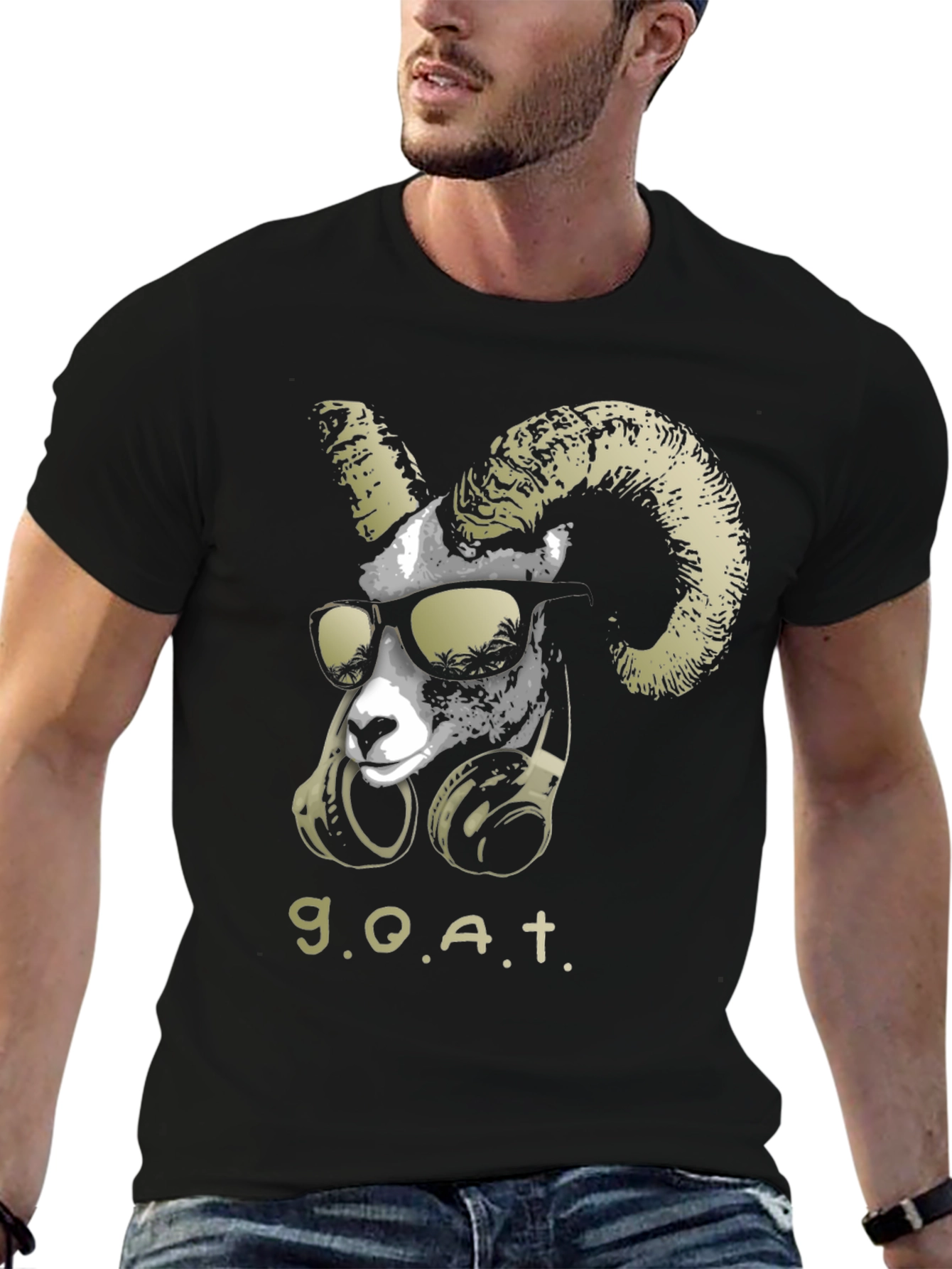 Black GOAT Graphic T-Shirt - Cool Animal Tee view 6