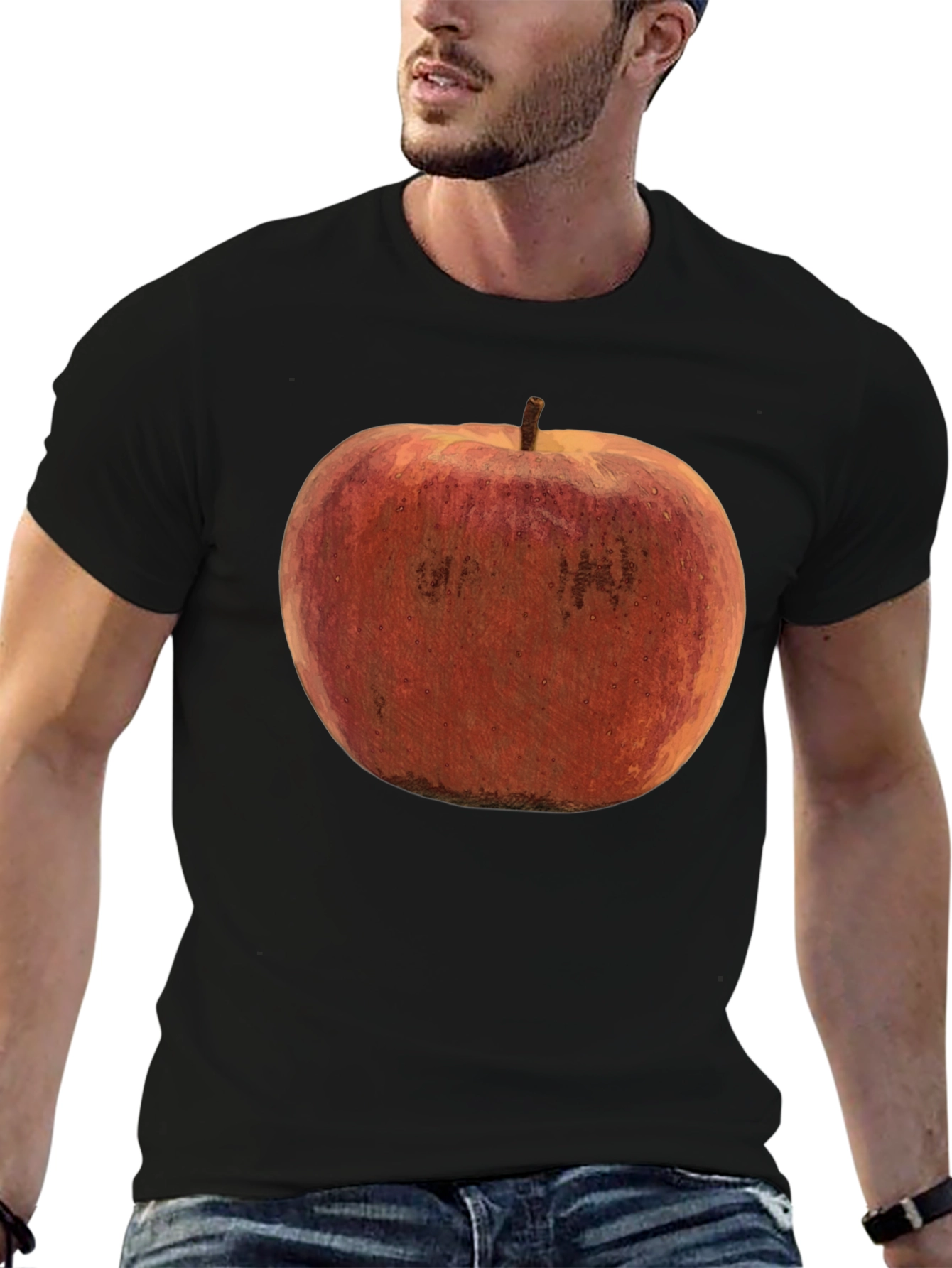 Black Apple Graphic Black T-Shirt view 6