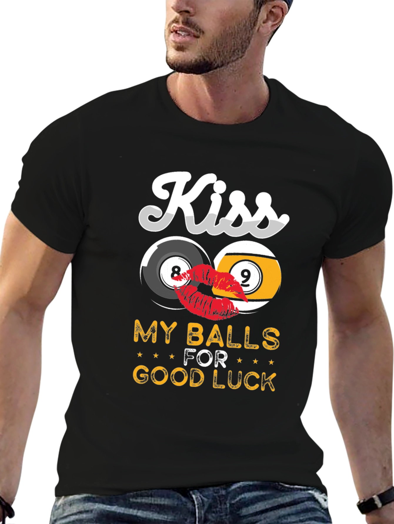 Black Kiss My Balls For Good Luck Graphic Tee view 6