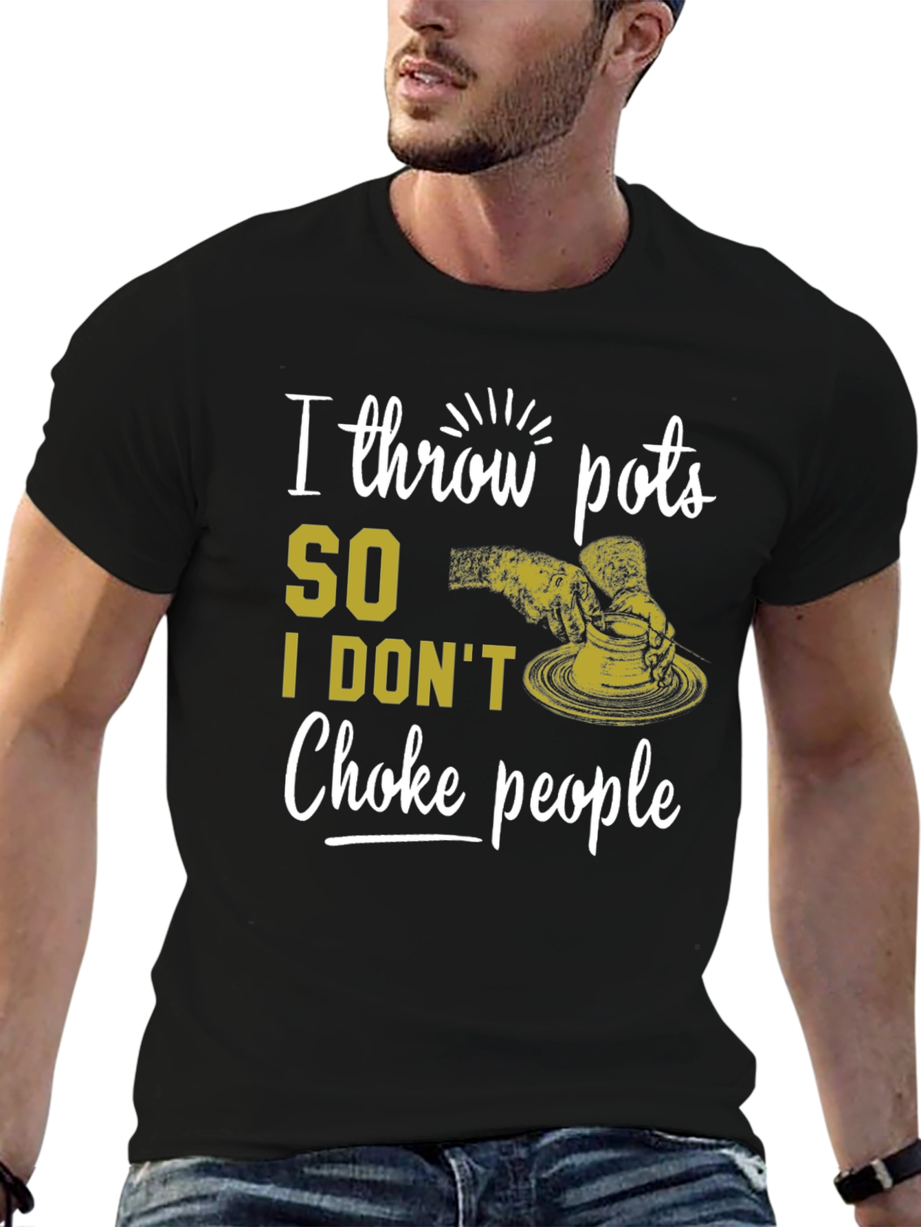 Black I Throw Pots T-Shirt - Funny Pottery Lover Tee view 6