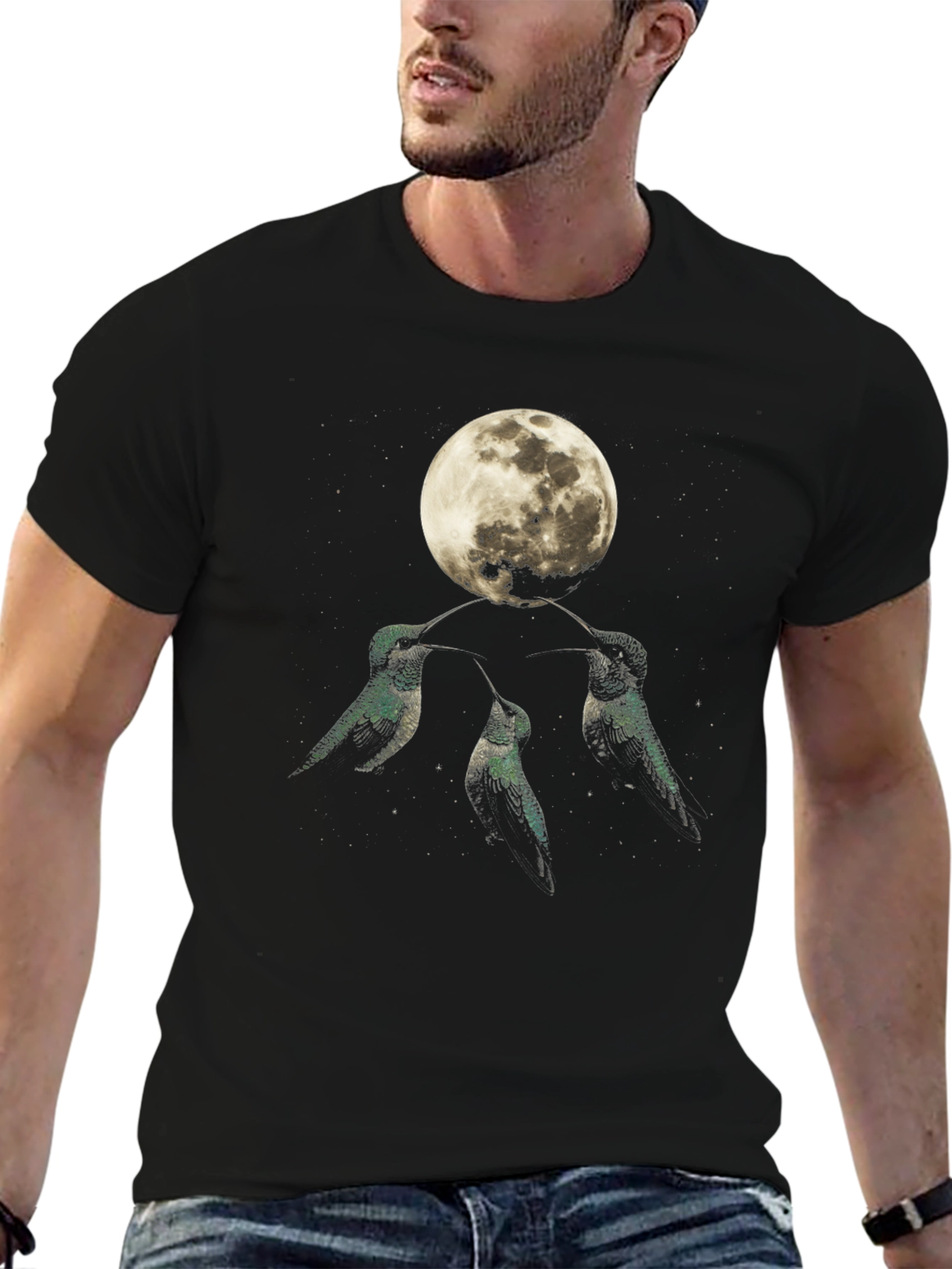 Black Hummingbird Moon Graphic Tee view 6