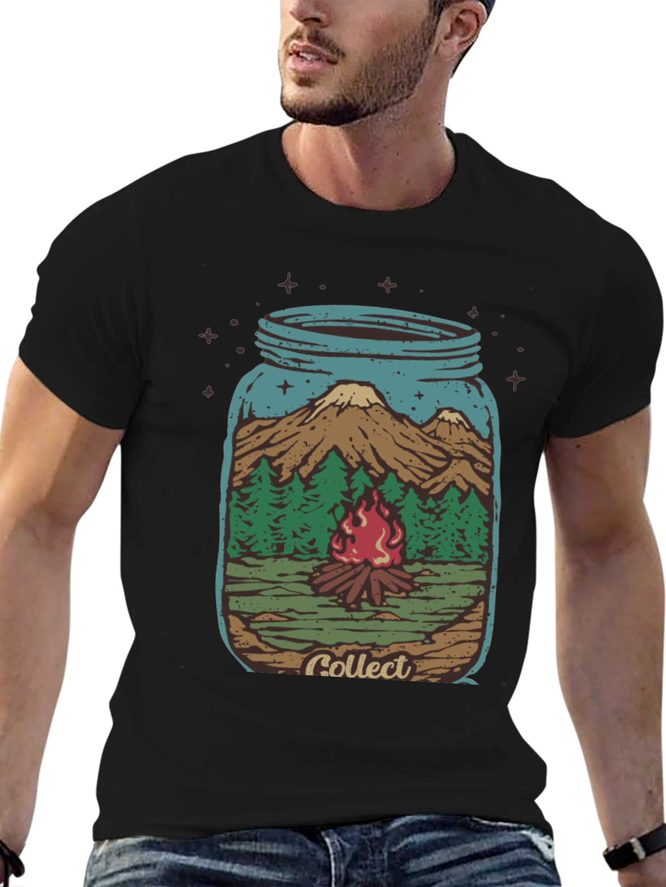 Black Camping Jar Graphic T-Shirt - Black view 6