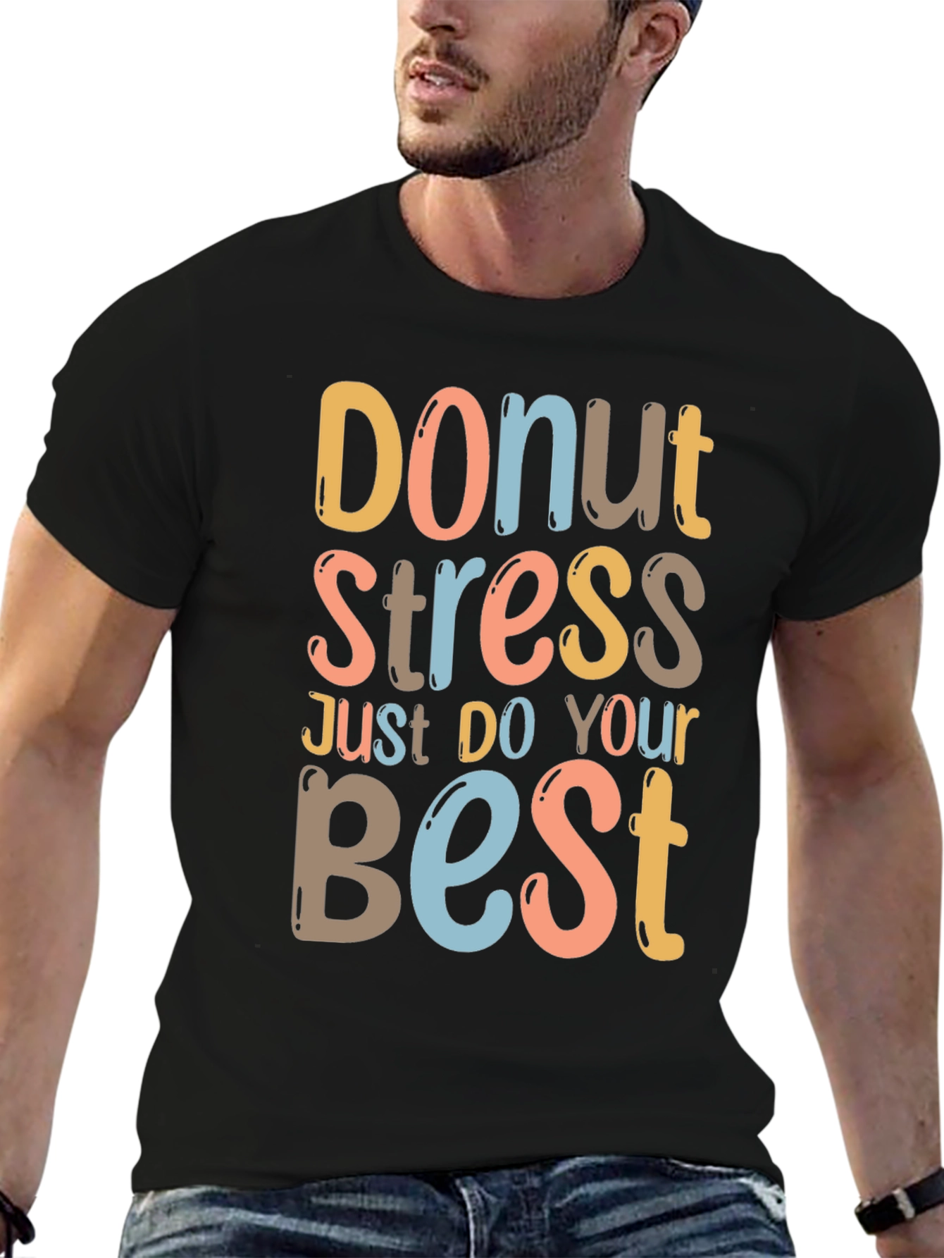 Black Donut Stress Graphic Tee - Relaxed Fit Comfort view 6