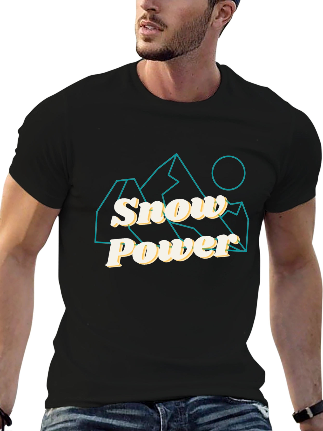 Black Snow Power Graphic Tee - Mountain Design view 6