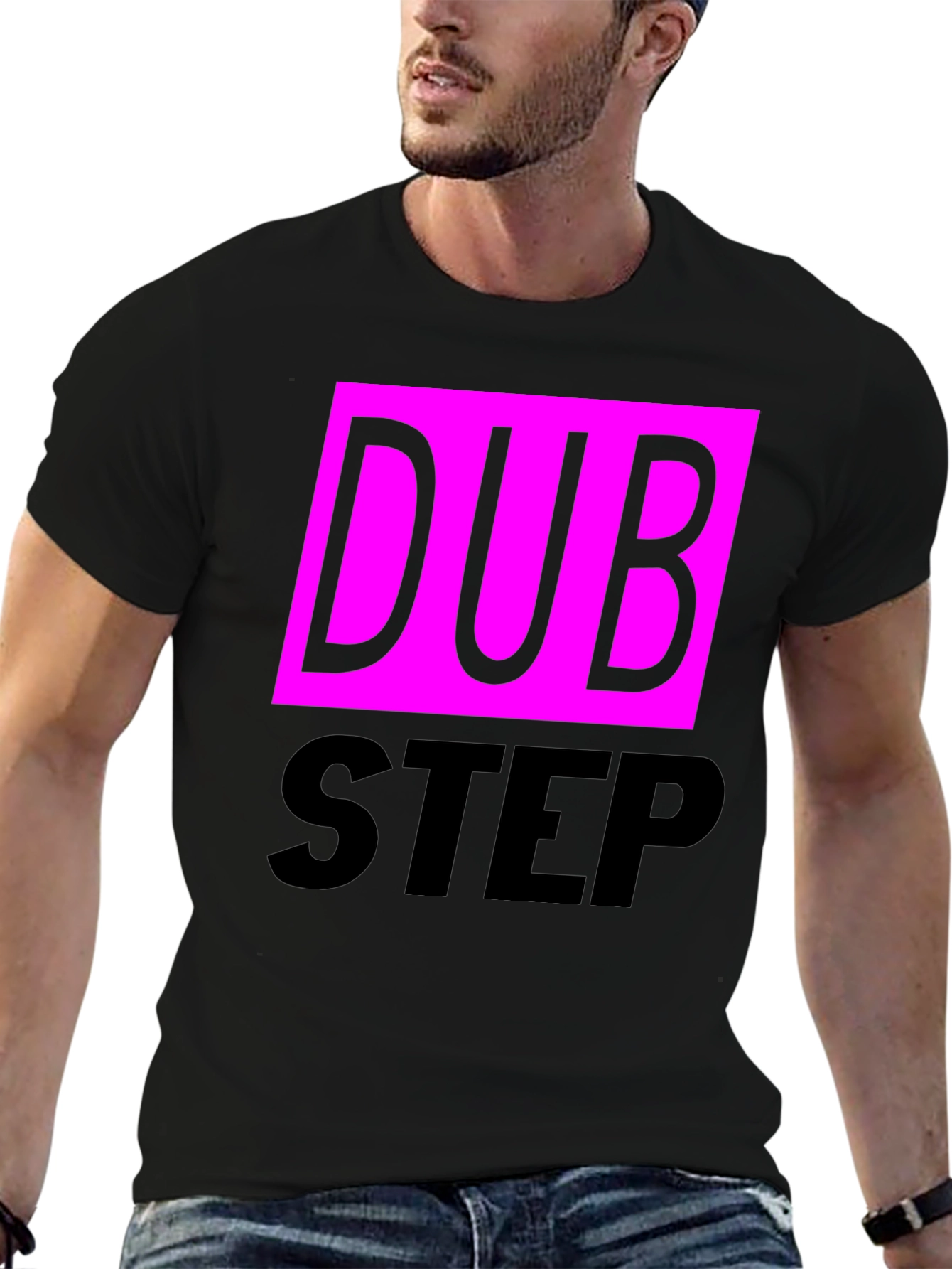 Black Dubstep Graphic Tee - Black Cotton Blend T-Shirt view 6