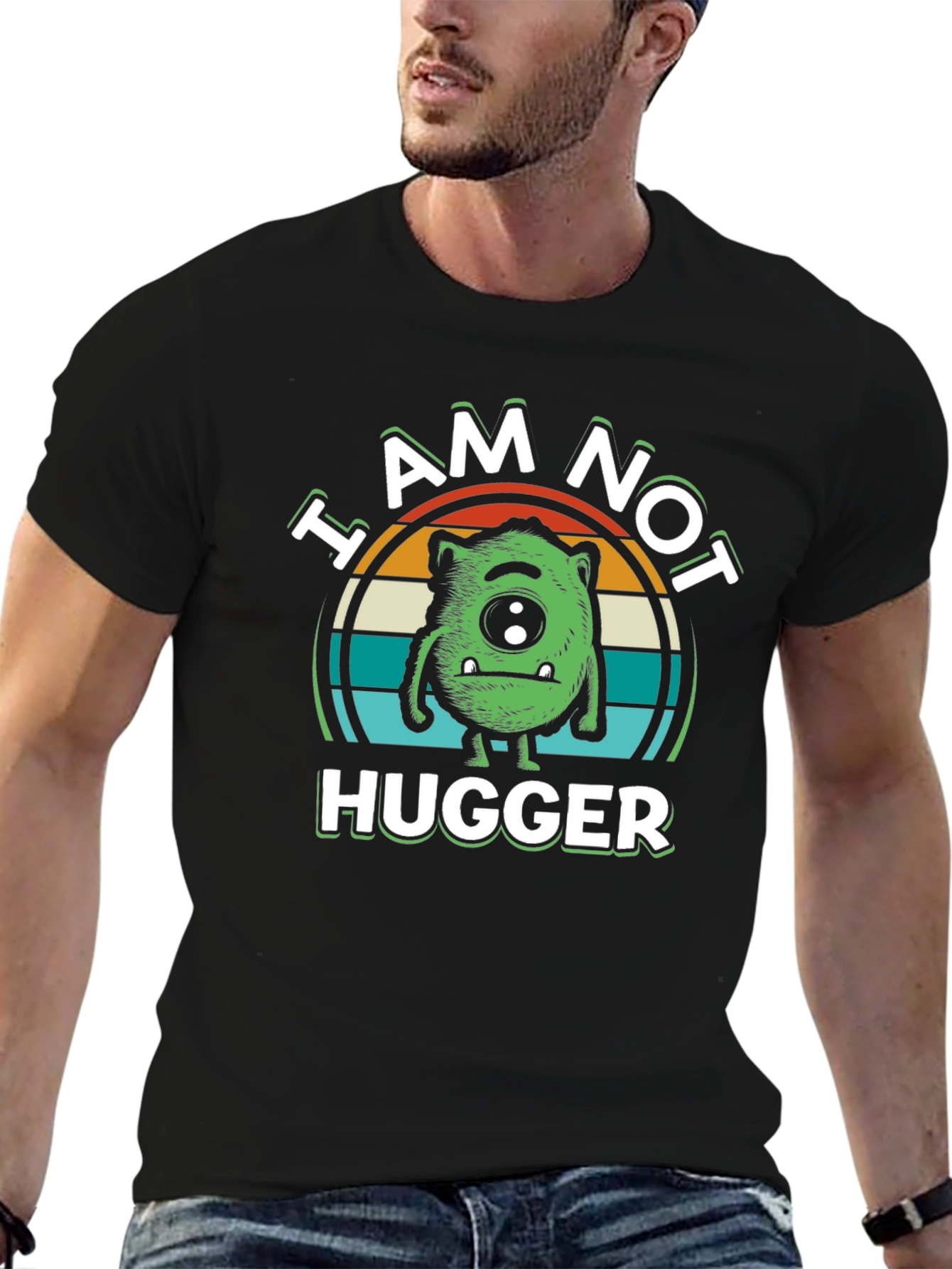 Black I Am Not Hugger Graphic T-Shirt view 6