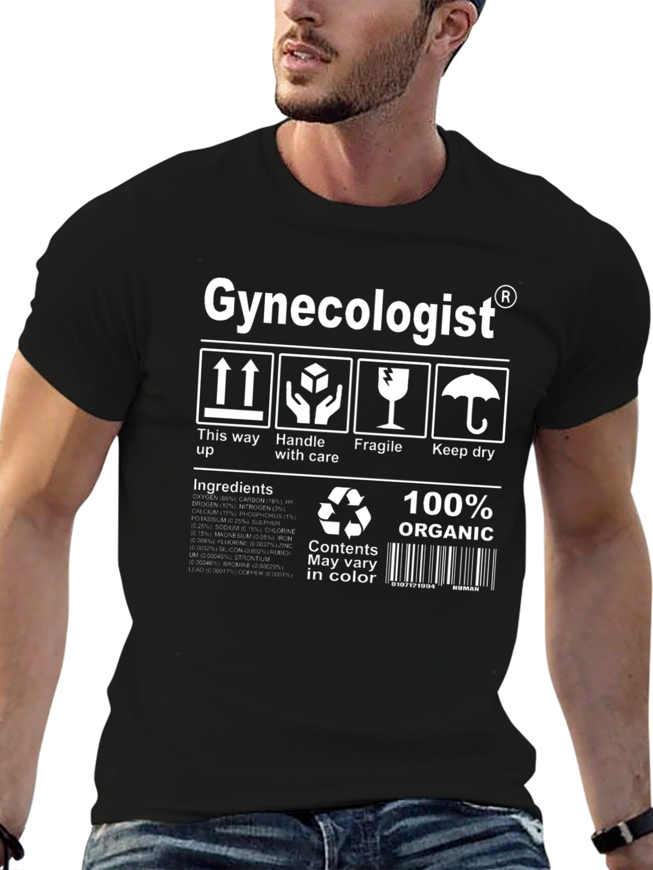 Black Gynecologist Organic Black T-Shirt view 6