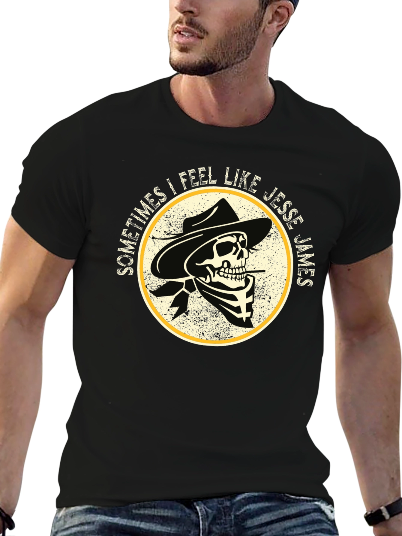 Black Jesse James Skeleton Cowboy Graphic Tee view 6