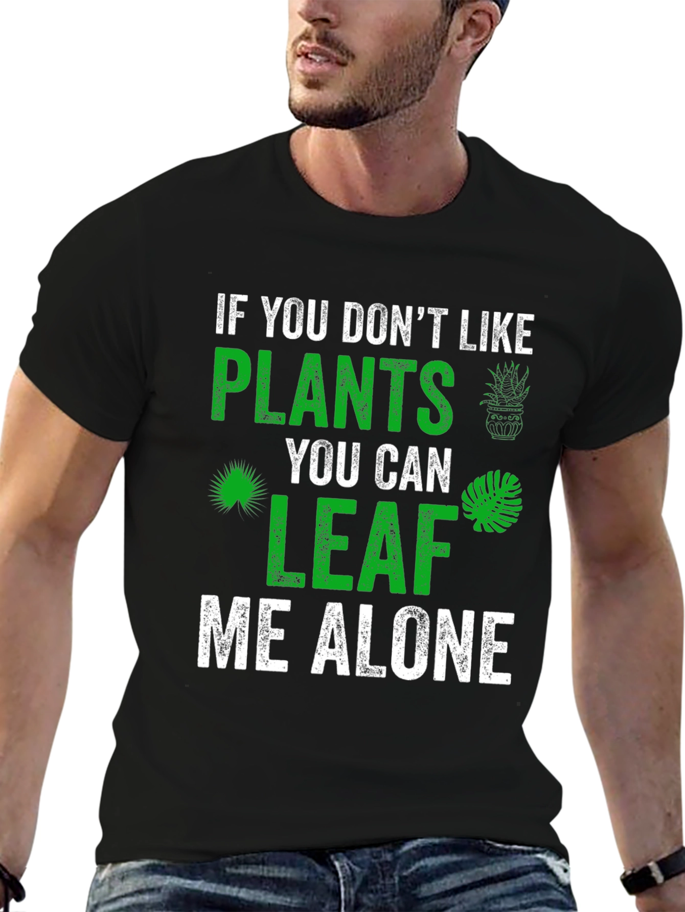 Black Plant Lover Graphic Tee - Leaf Me Alone view 6