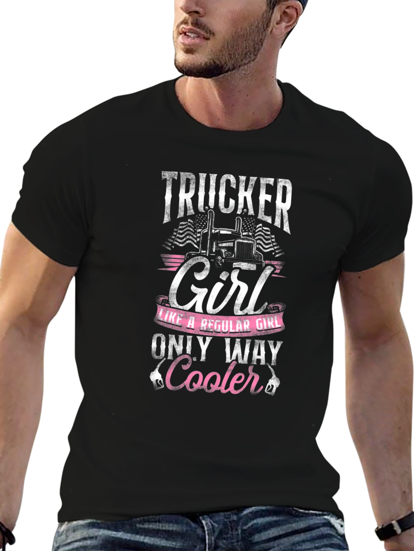 Black Trucker Girl T-Shirt - Only Way Cooler! view 6