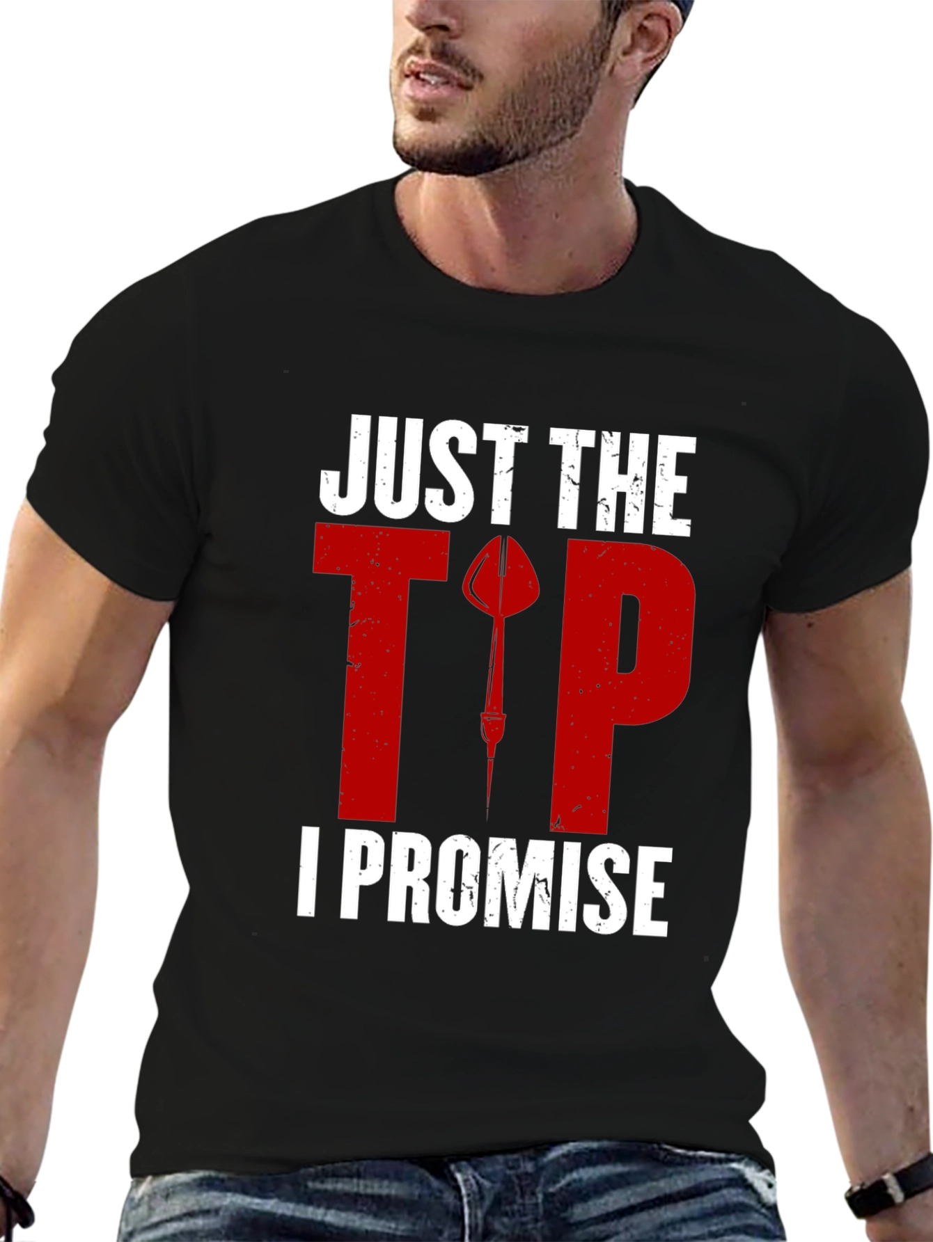 Black Just The Tip I Promise Dart T-Shirt view 6