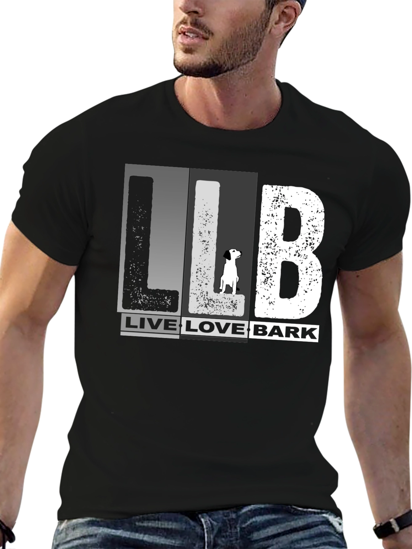 Black Live Love Bark Dog Graphic Tee - Black Cotton Blend view 6