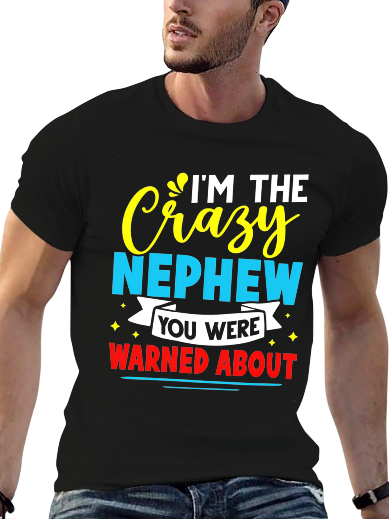 Black Crazy Nephew Graphic Tee - Funny Family T-Shirt view 6