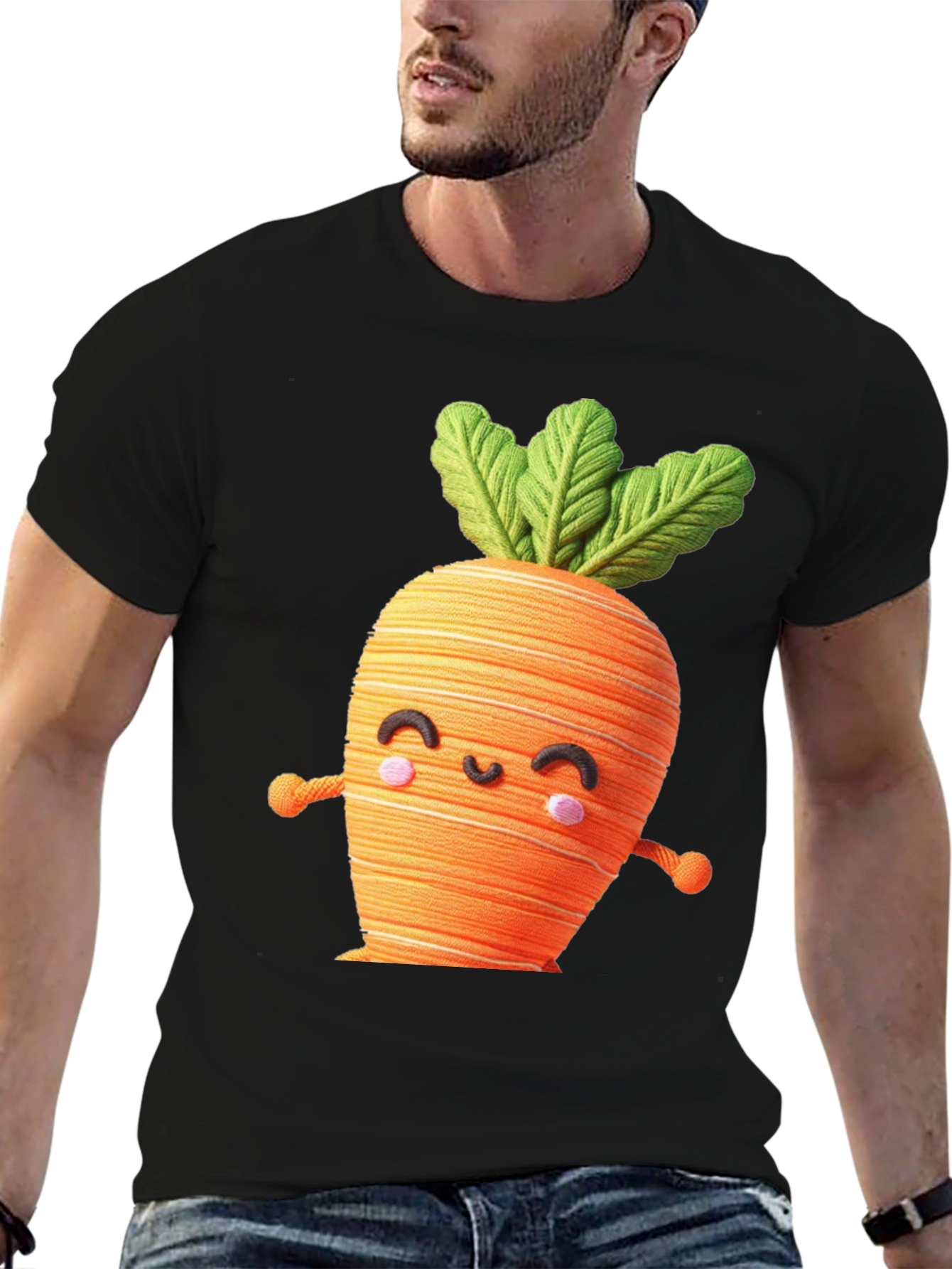 Black Cute Carrot Graphic Tee view 6
