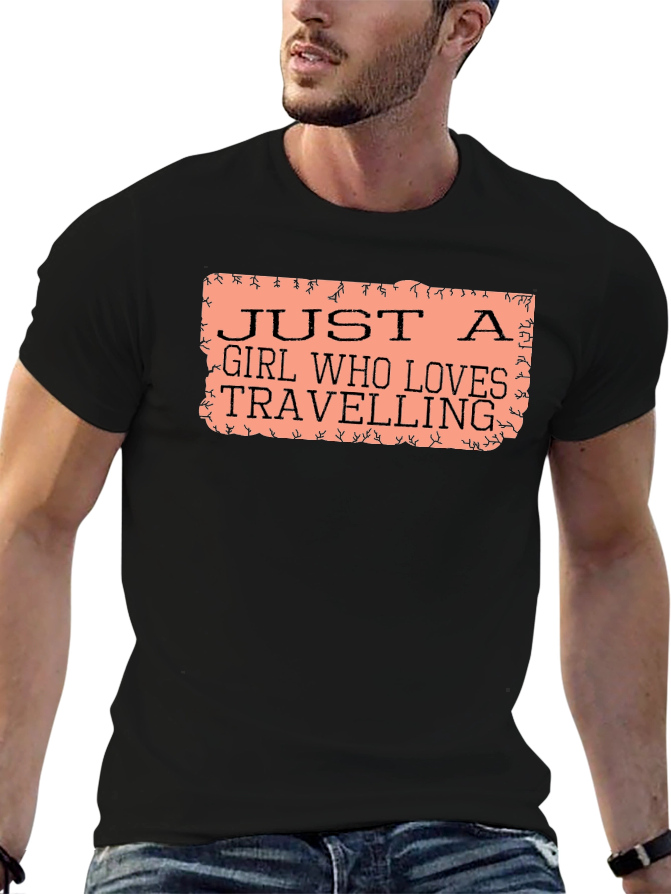 Black Just a Girl Who Loves Travelling T-Shirt view 6