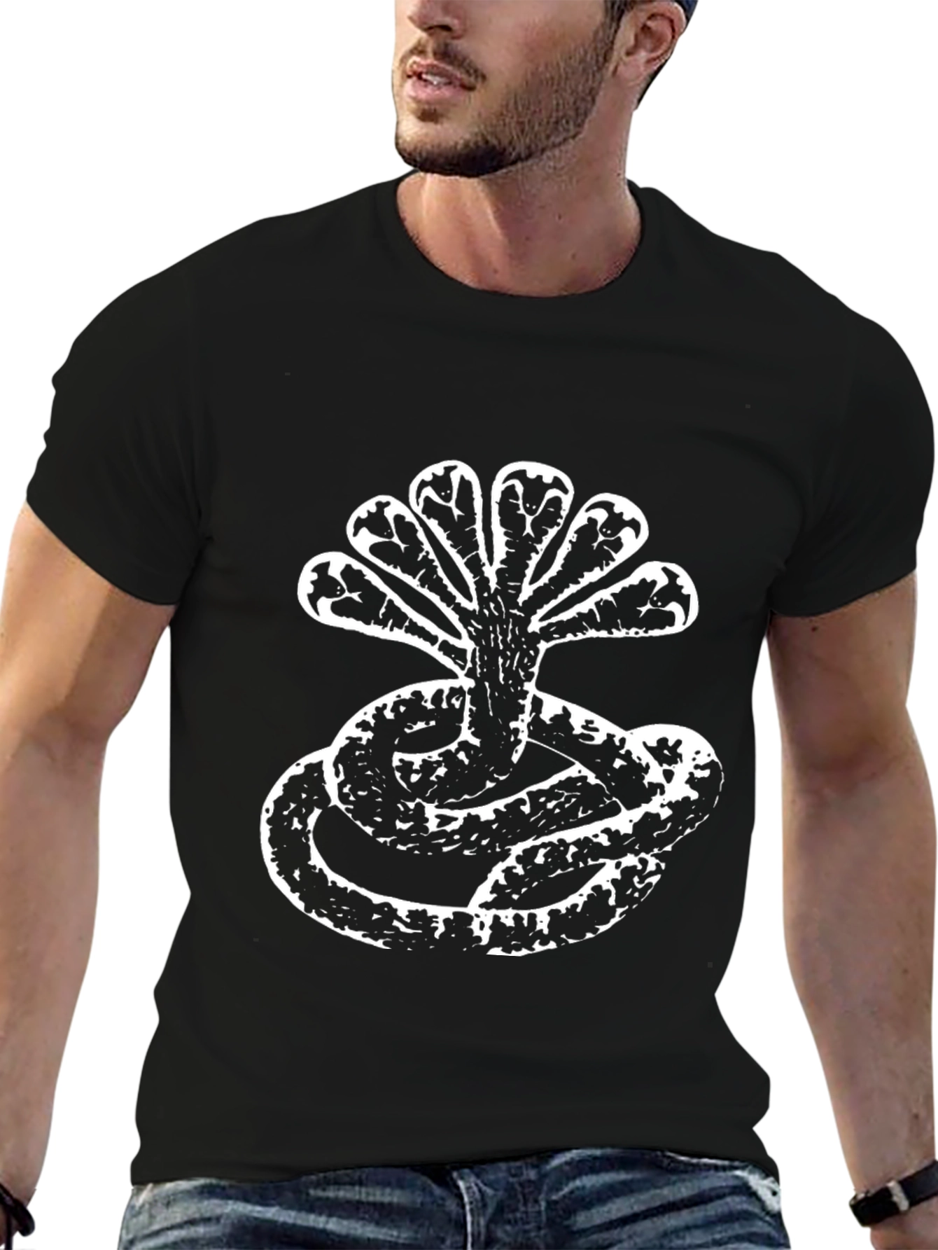 Black Stylized Cobra T-Shirt view 6