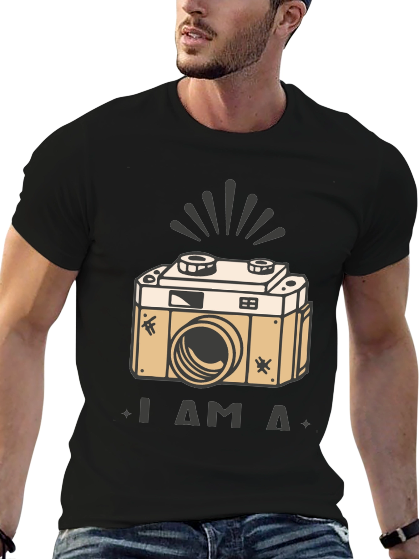 Black Vintage Camera T-Shirt - "I am a Camera" view 6