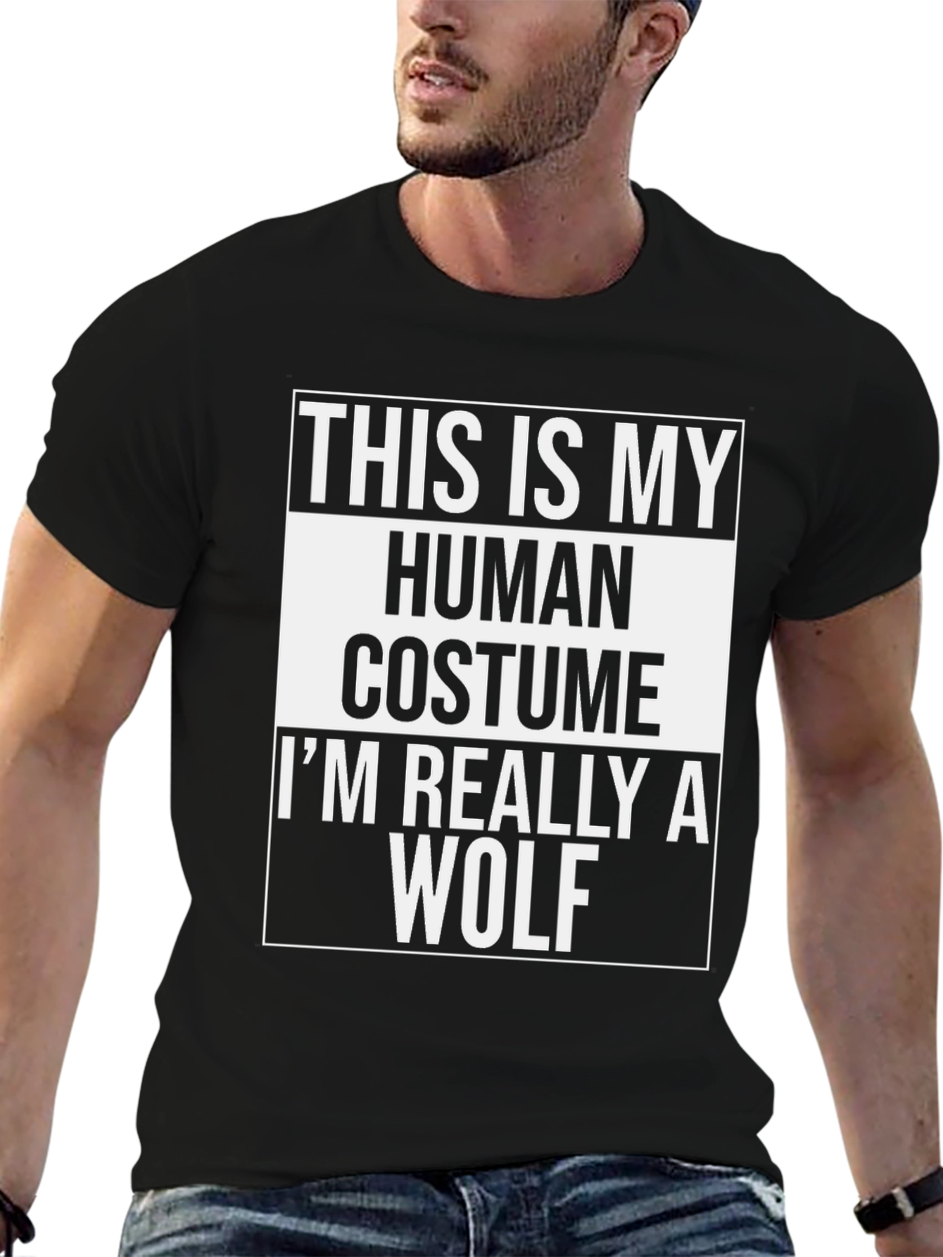 Black Human Costume Wolf T-Shirt view 6