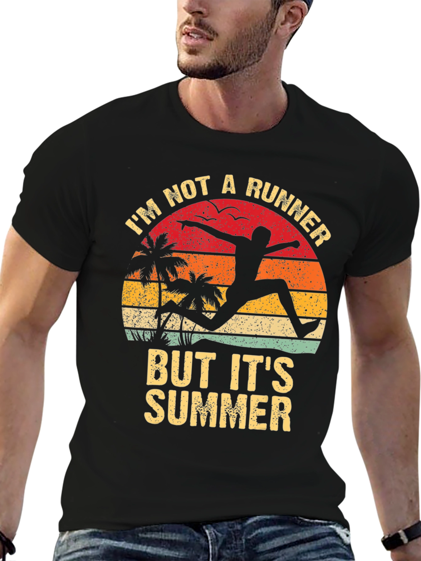 Black I'm Not A Runner But It's Summer Graphic Tee view 6