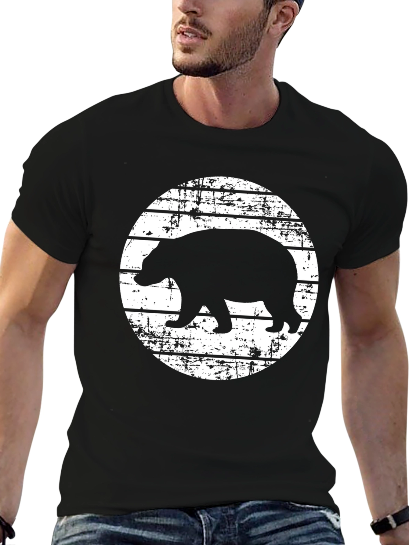 Black Bear Silhouette Graphic Tee - Black view 6