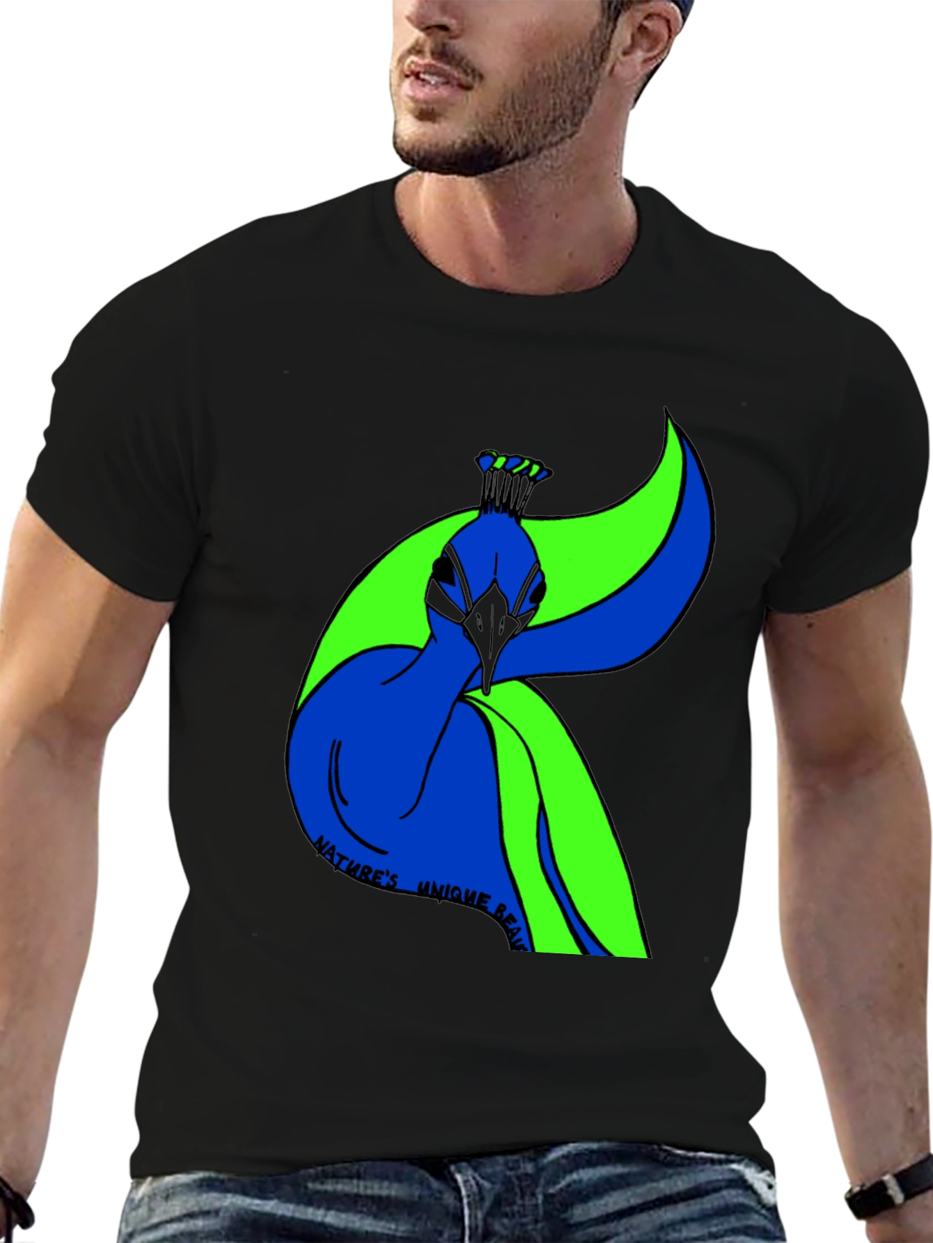 Black Nature's Beauty Peacock Graphic Tee view 6