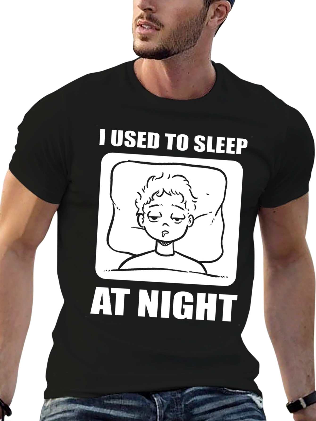 Black I Used to Sleep at Night Graphic T-Shirt - Black Cotton view 6