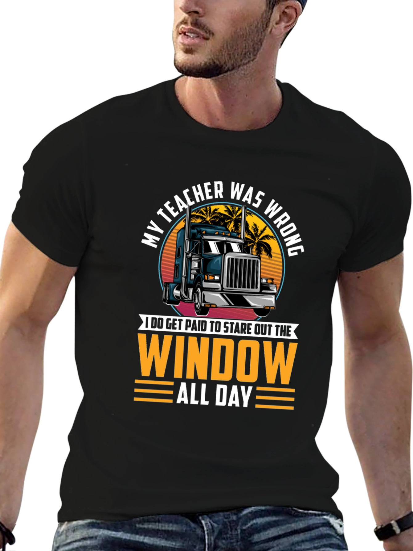 Black My Teacher Was Wrong Trucker T-Shirt view 6