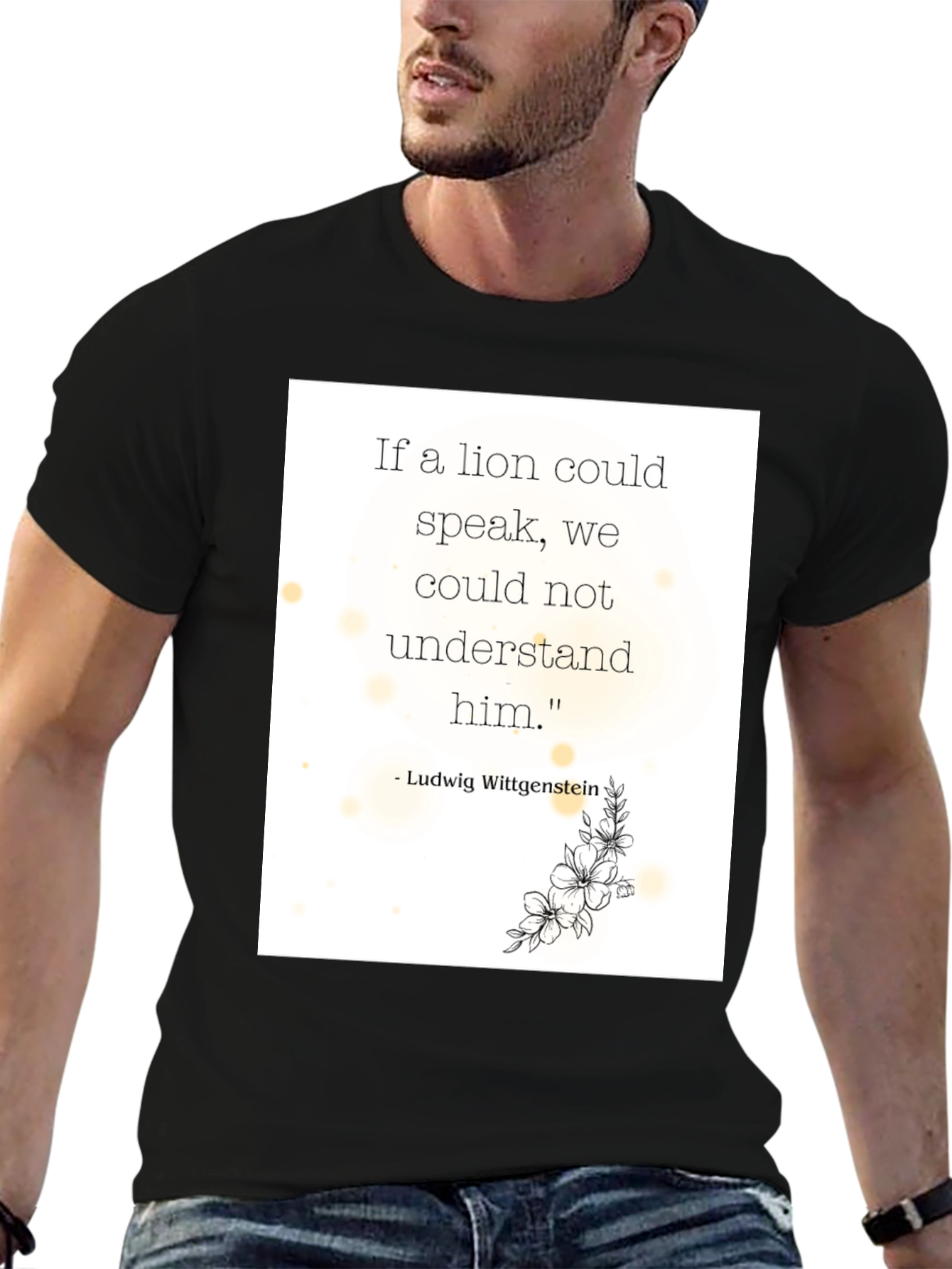 Black Philosophical Lion Quote T-Shirt view 6