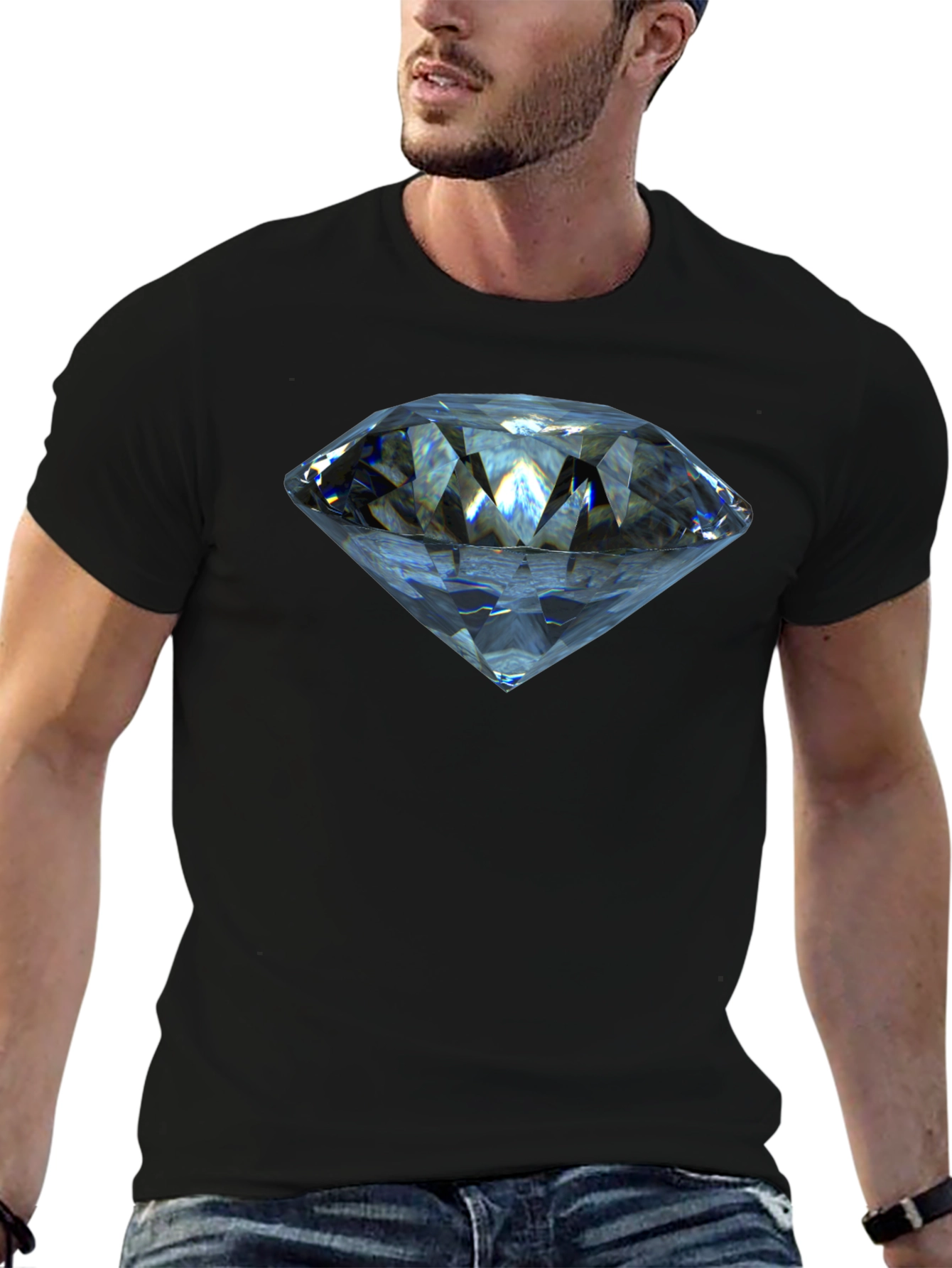Black Diamond Graphic T-Shirt - Stylish Crew Neck Tee view 6