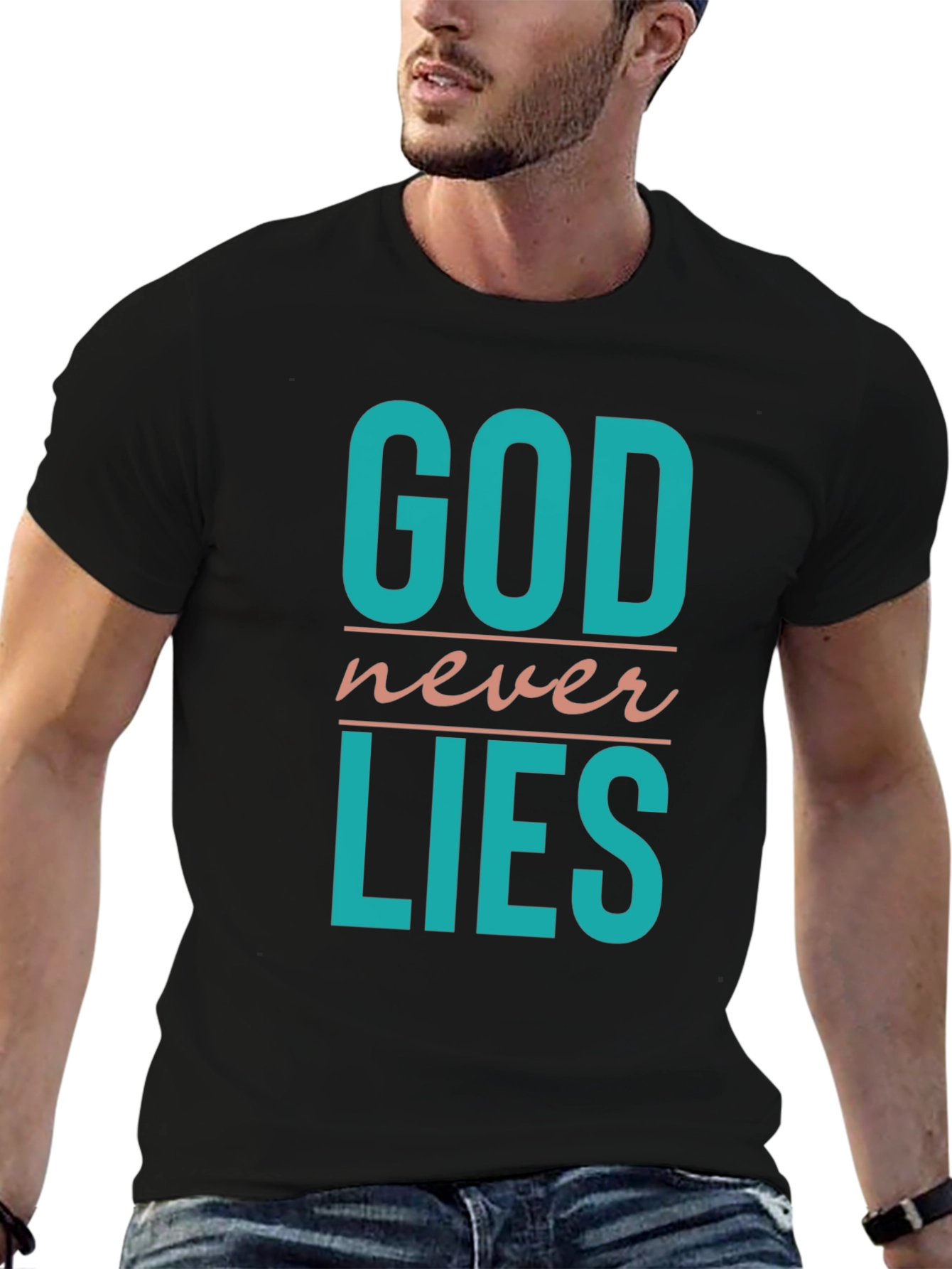 Black God Never Lies T-Shirt - Religious Statement Tee view 6