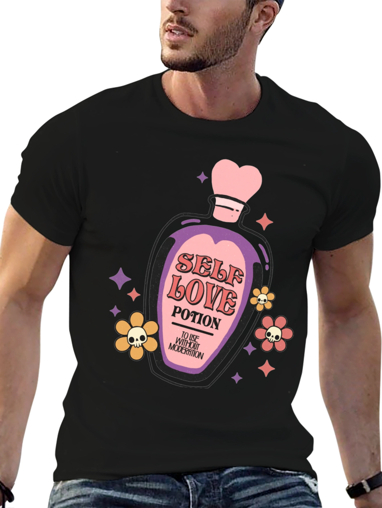Black Self Love Potion Graphic T-Shirt view 6