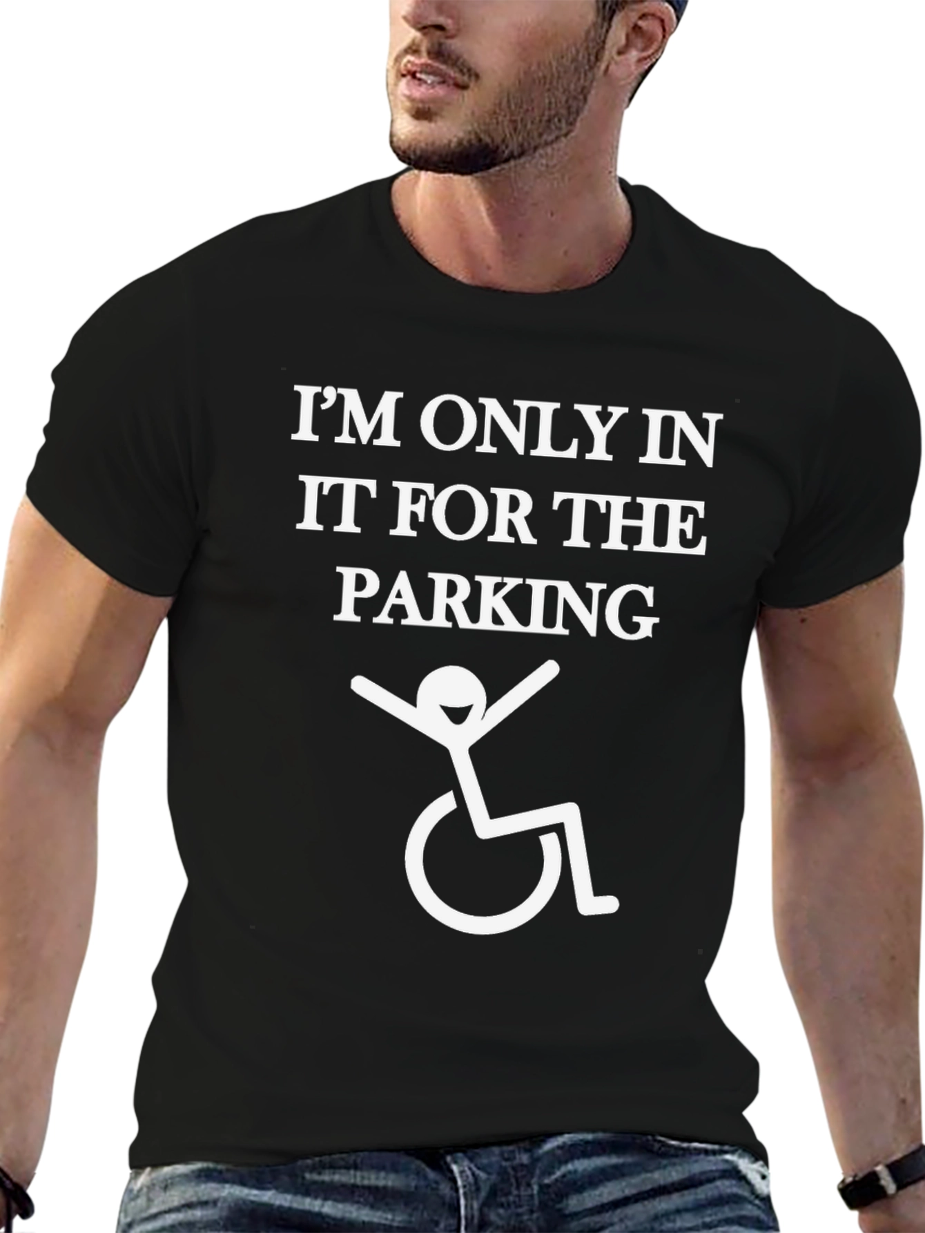 Black Funny Disability Parking T-Shirt view 6