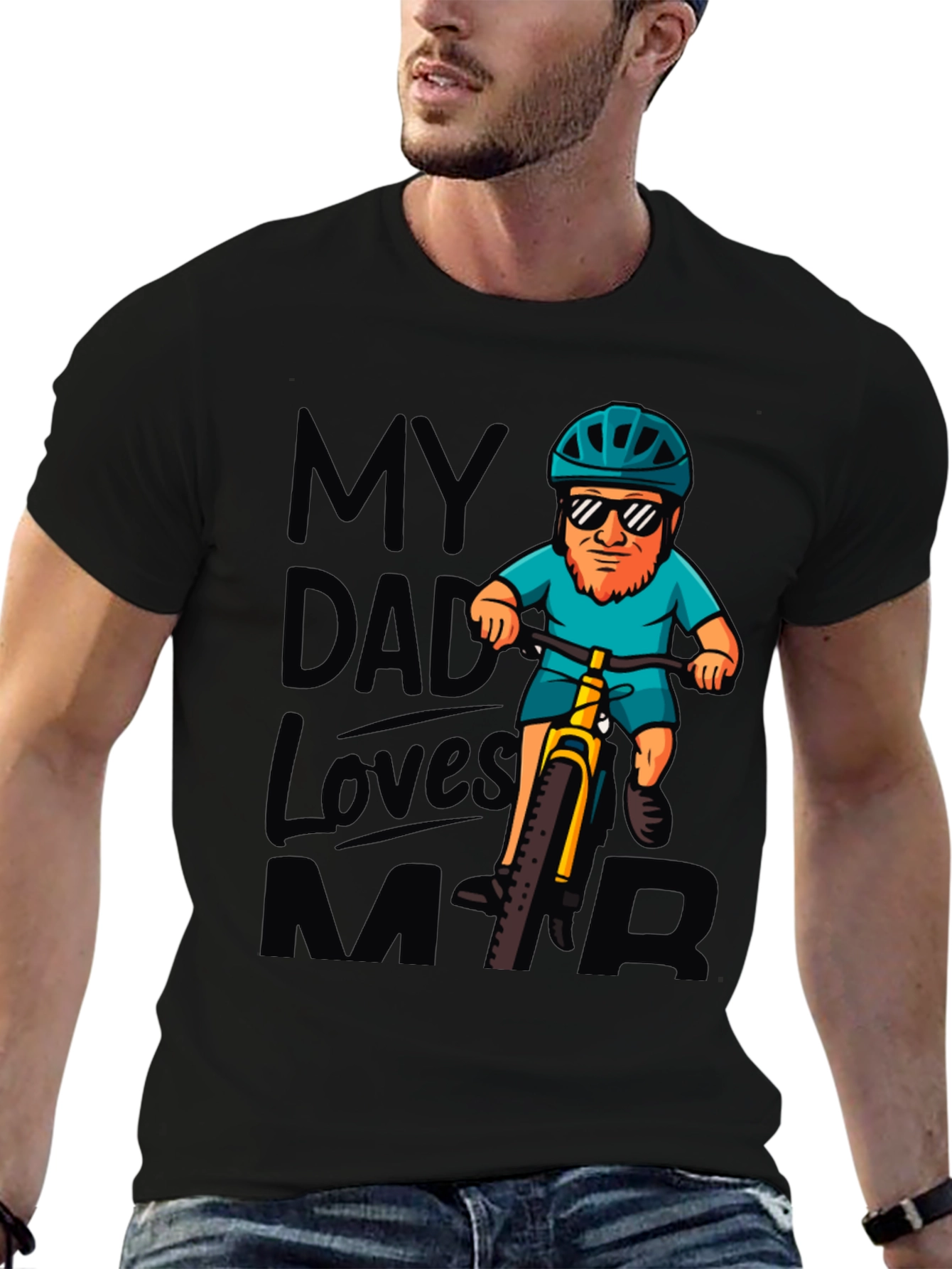 Black My Dad Loves MTB T-Shirt view 6