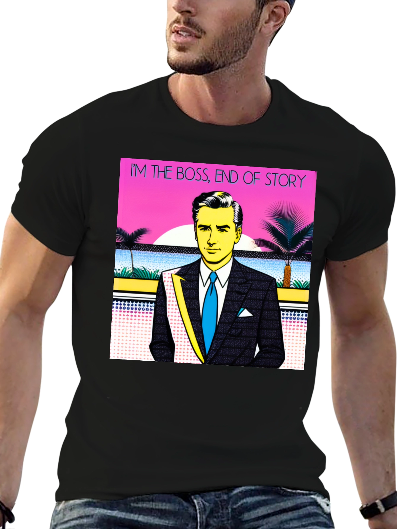 Black I'm The Boss Men's Graphic T-Shirt view 6