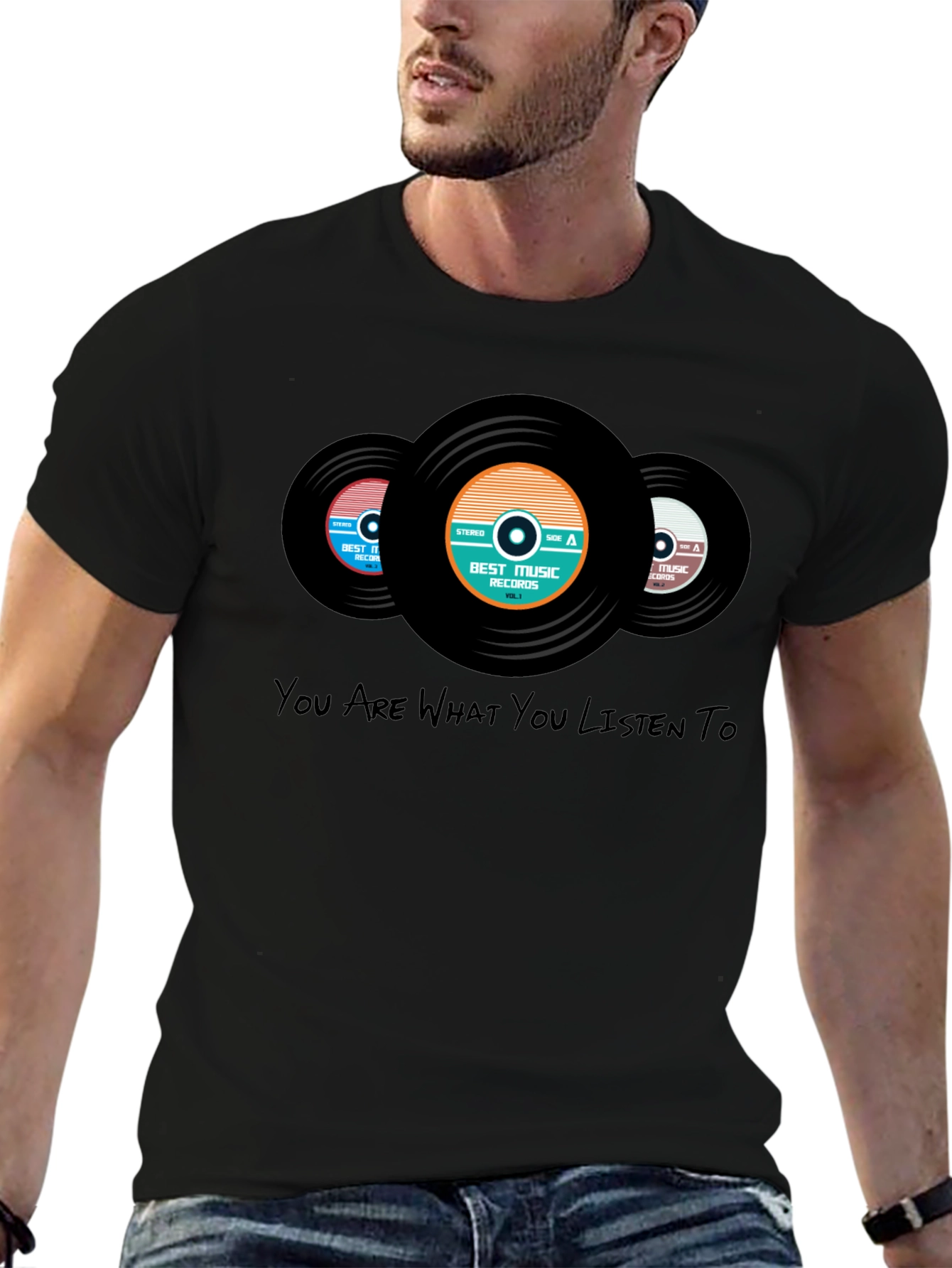 Black Vinyl Record Graphic Tee - Music Lover T-Shirt view 6