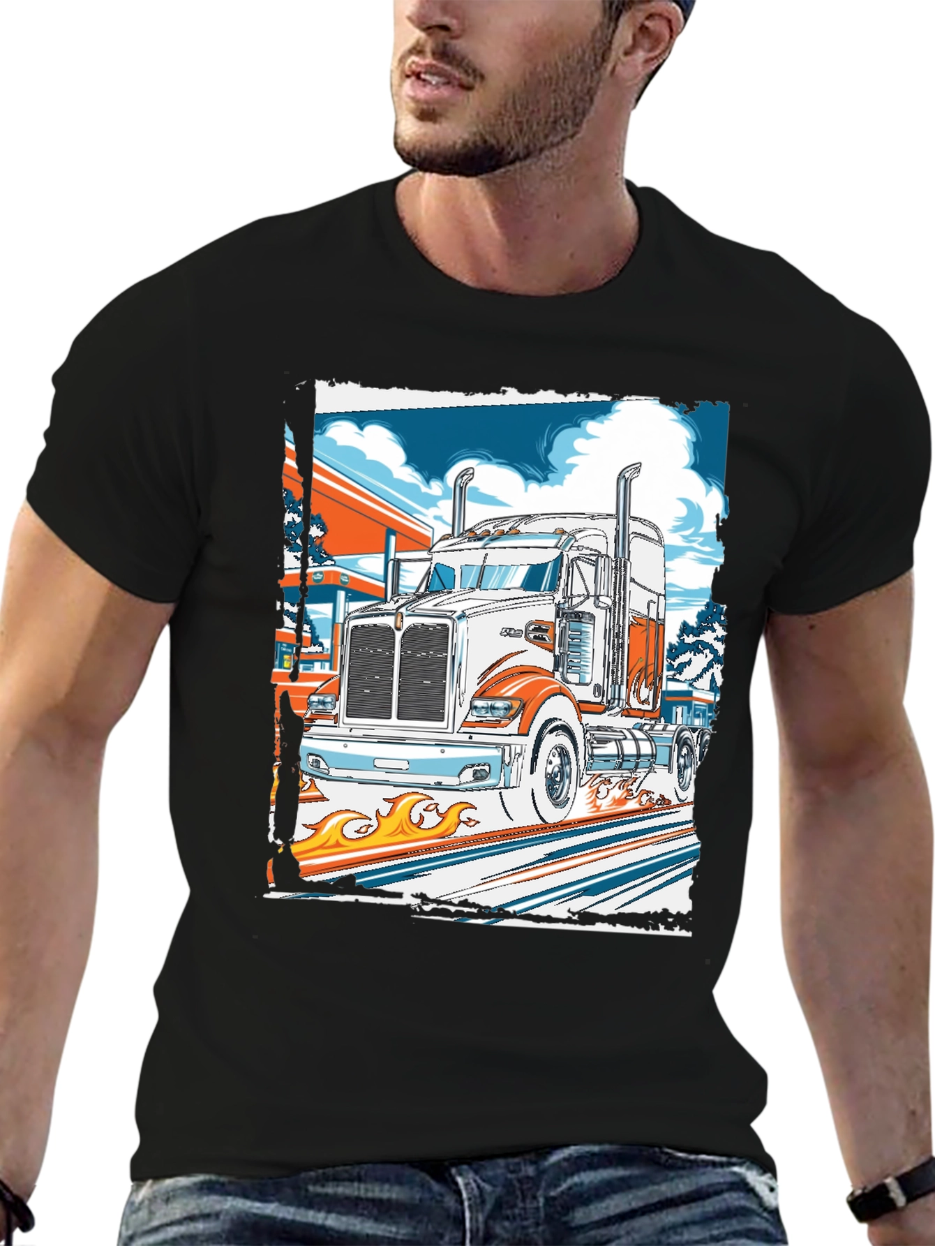Black Truck Graphic Print Tee view 6
