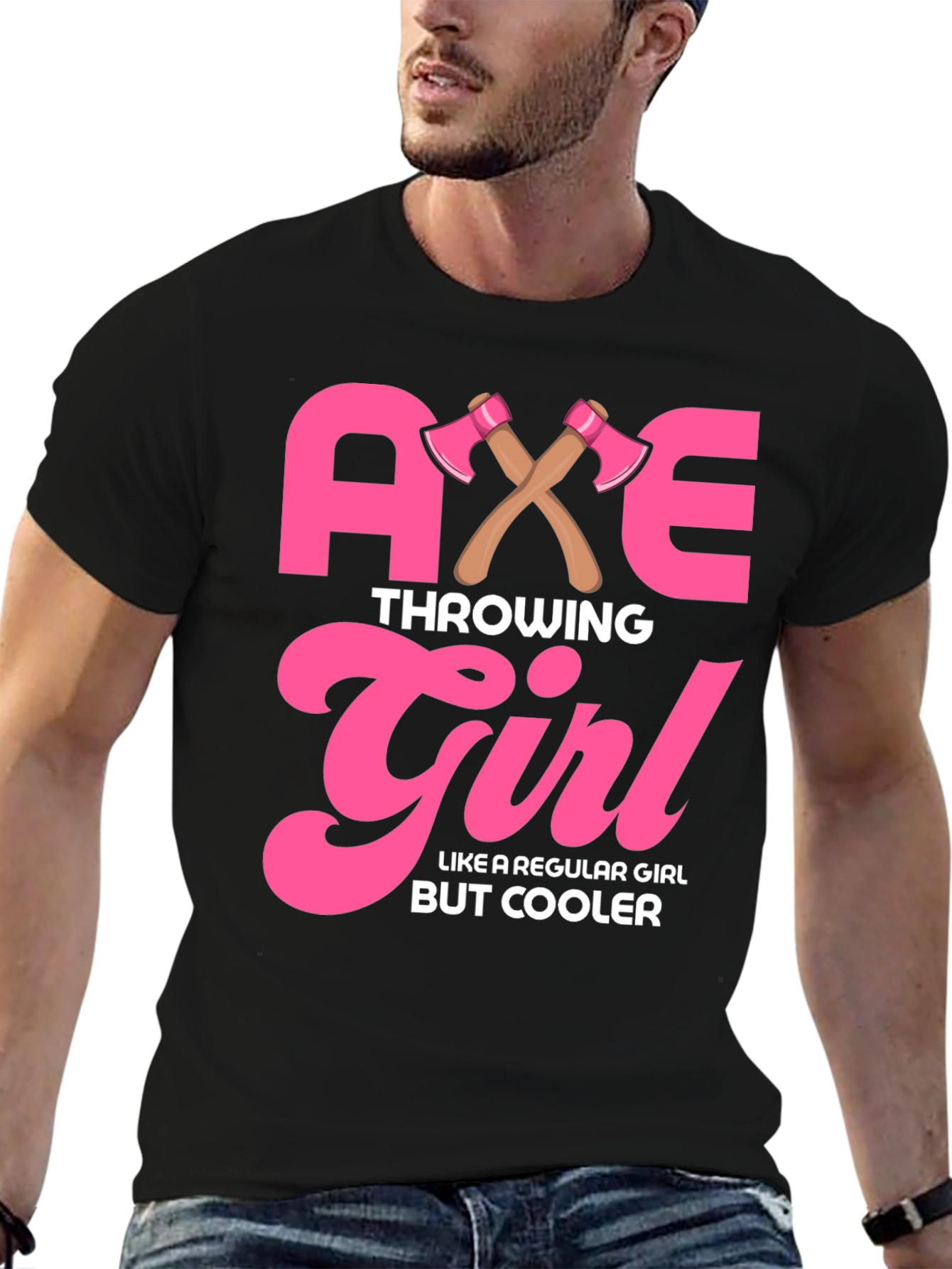Black Axe Throwing Girl Graphic T-Shirt view 6