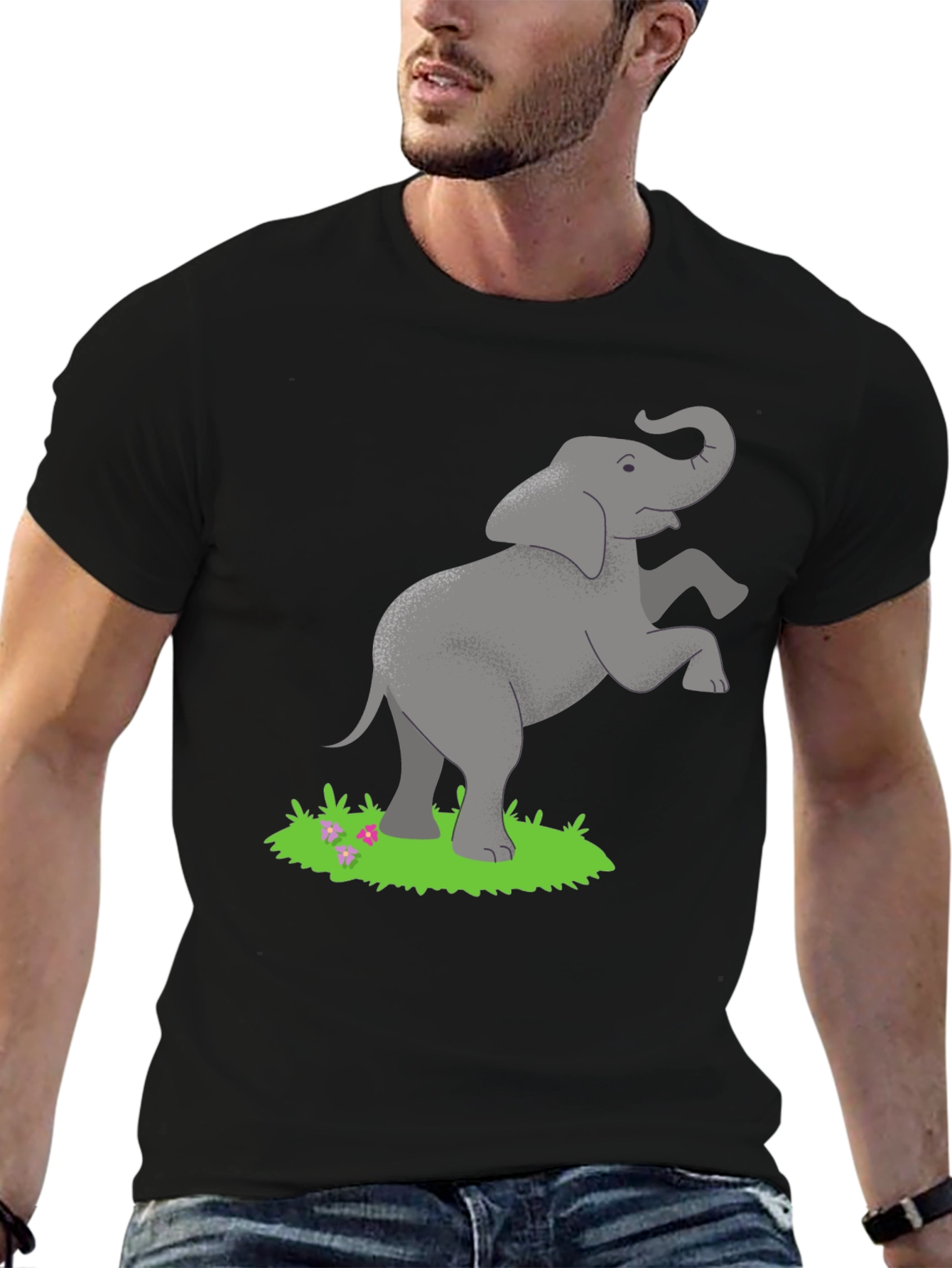 Black Elephant Graphic Tee - Classic Black Cotton Comfort view 6
