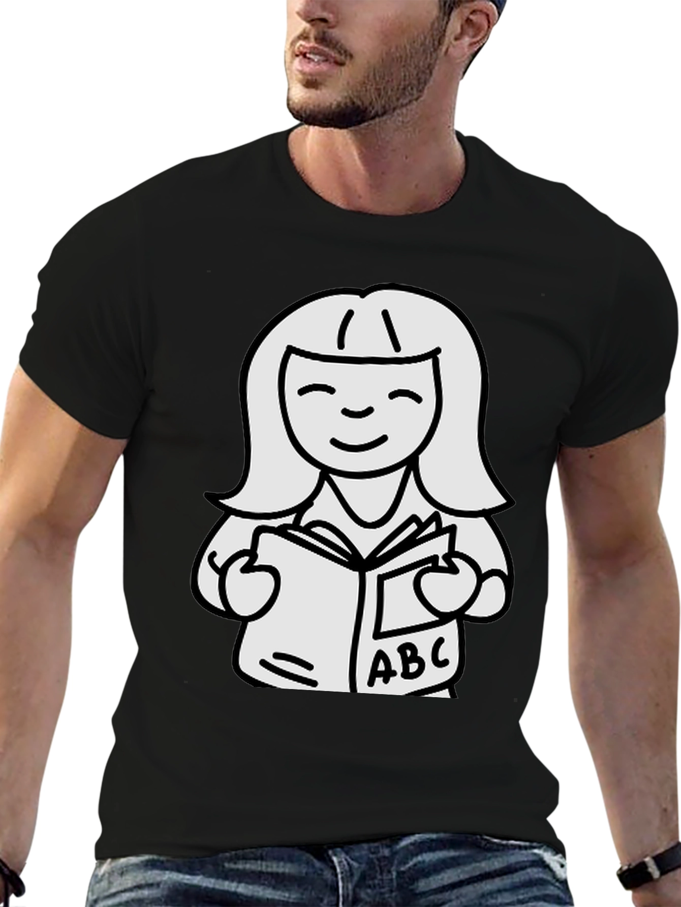 Black Bookworm Graphic Tee - Black Cotton Unisex view 6