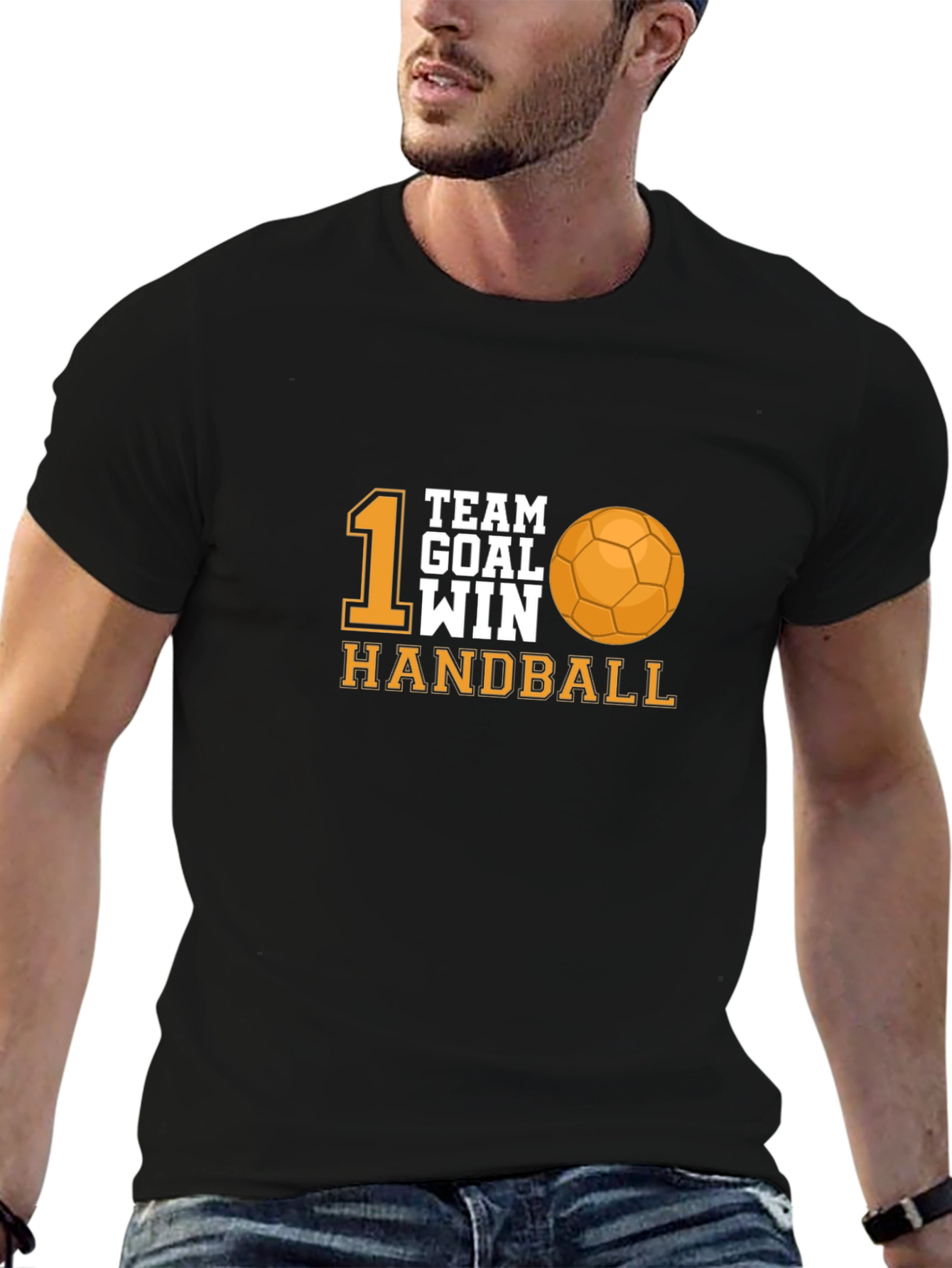 Black Handball Team Goal Win Black T-Shirt view 6