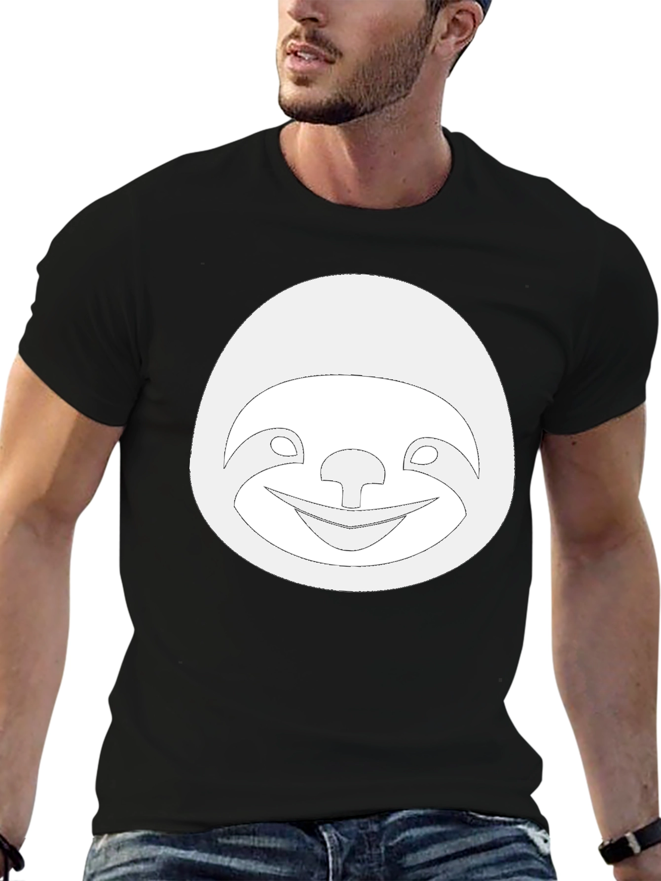 Black Funny Sloth Graphic Tee - Casual Black T-Shirt view 6