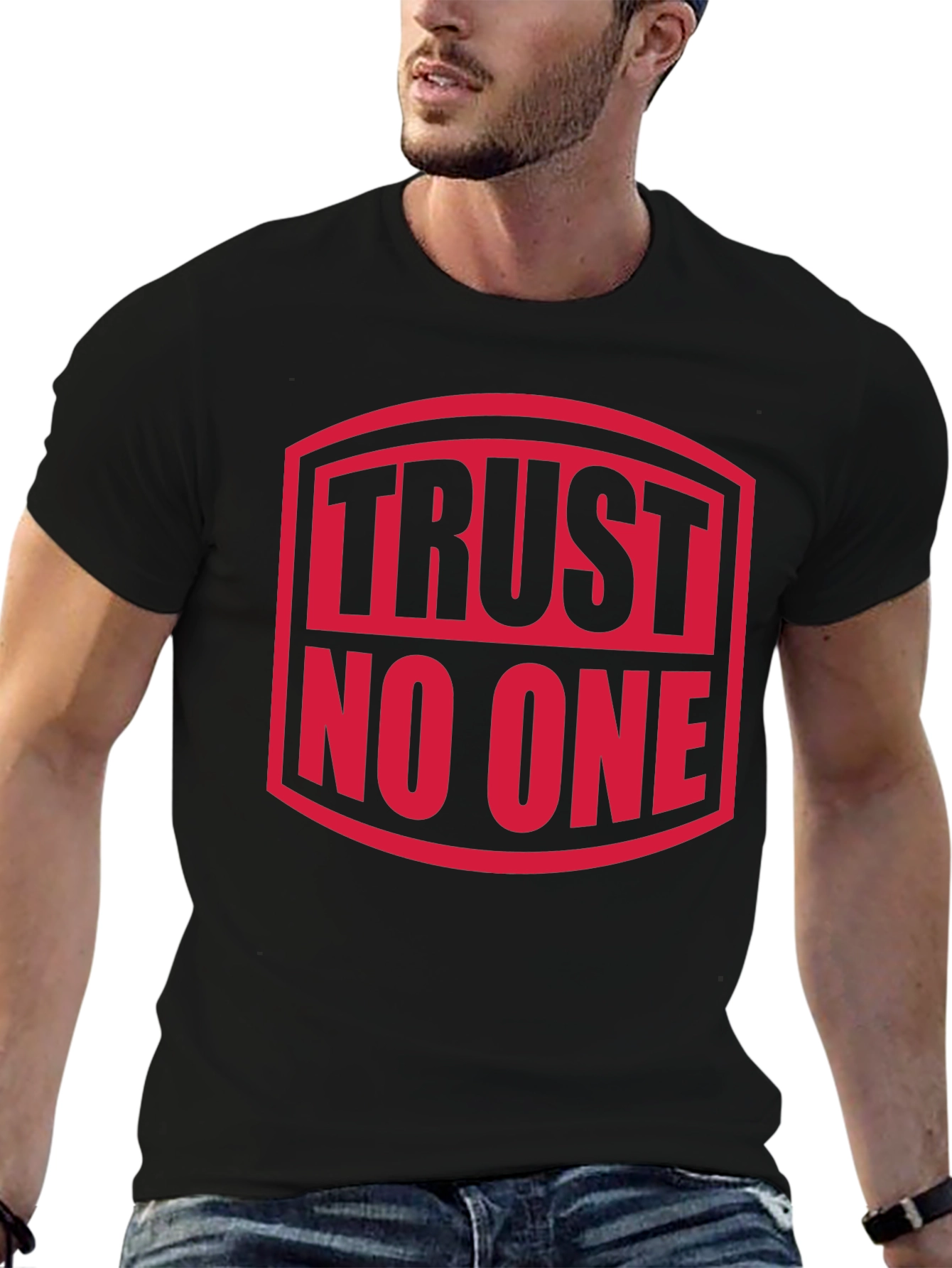 Black Trust No One Graphic Tee - Black view 6