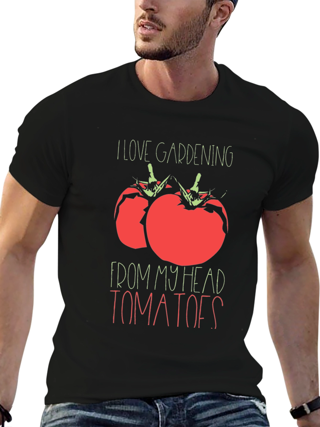 Black Gardening Tomato Graphic Tee - From My Head Tomatoes view 6