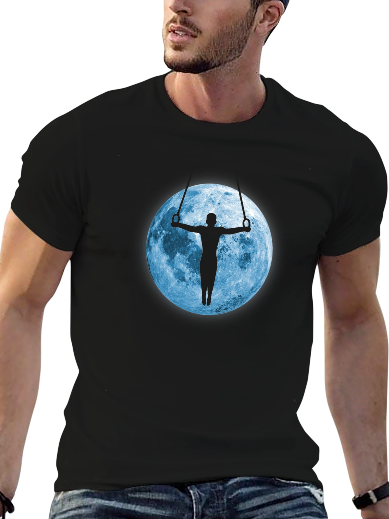 Black Gymnast Moon T-Shirt - Artistic Gymnastics Apparel view 6