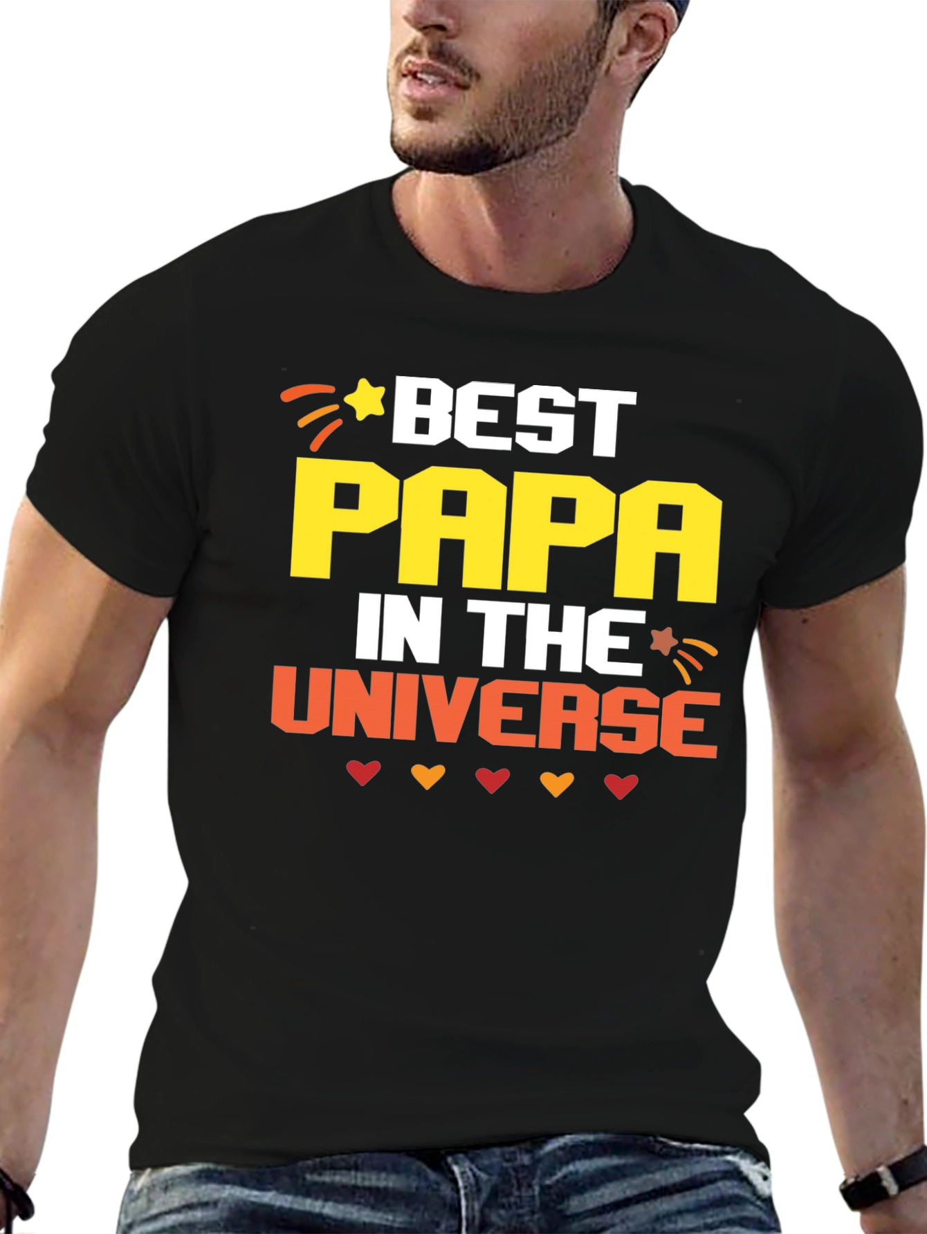 Black Best Papa in the Universe Graphic Tee view 6