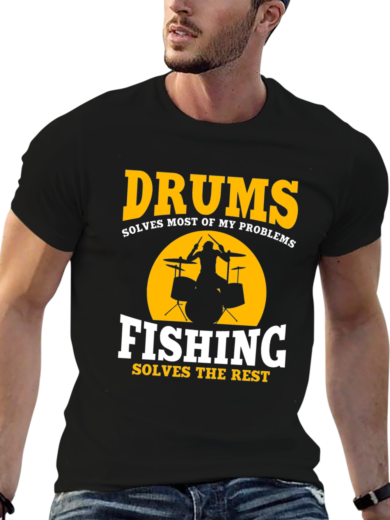 Black Drums & Fishing Solve Problems T-Shirt view 6