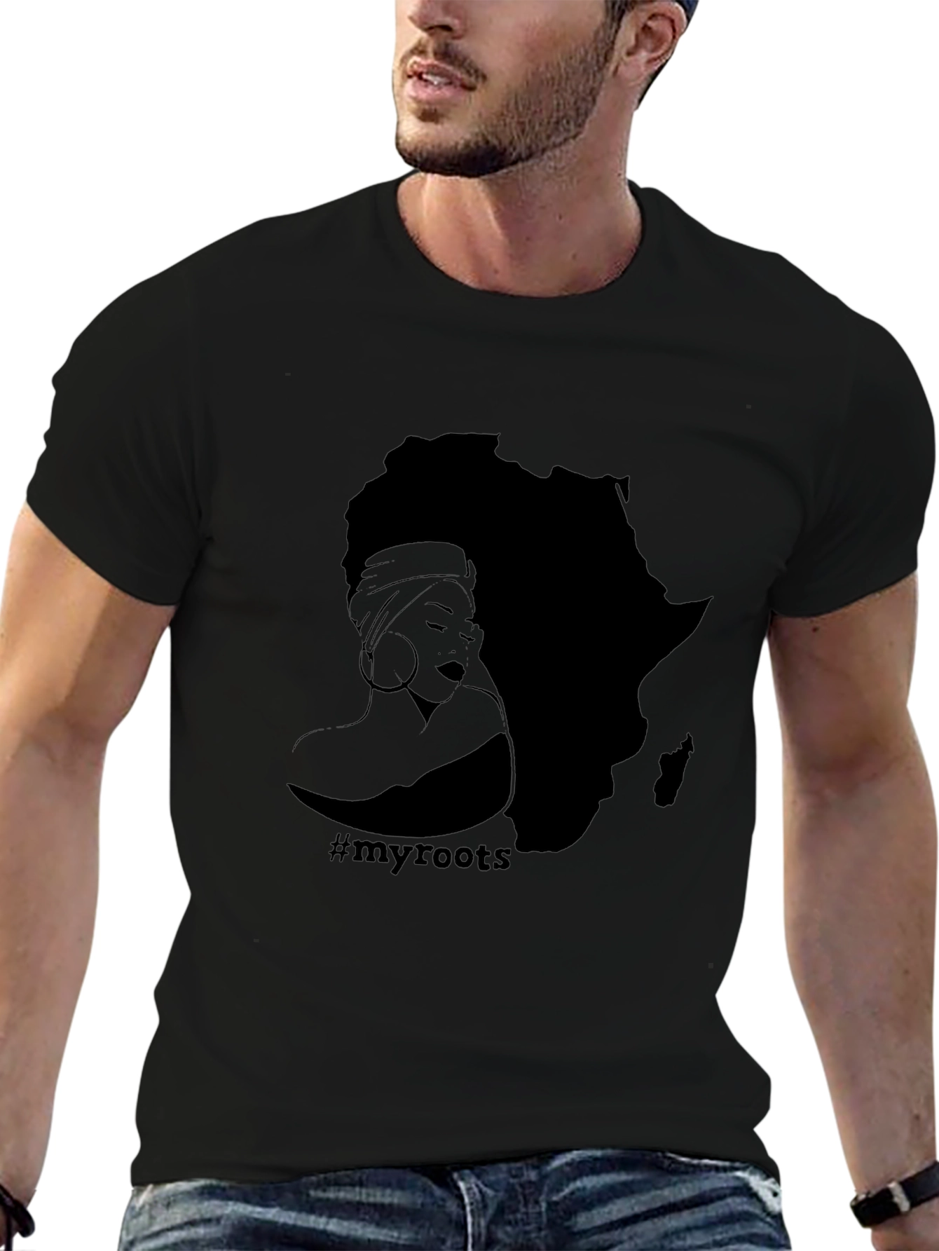 Black Afro Roots Graphic T-Shirt - Black view 6