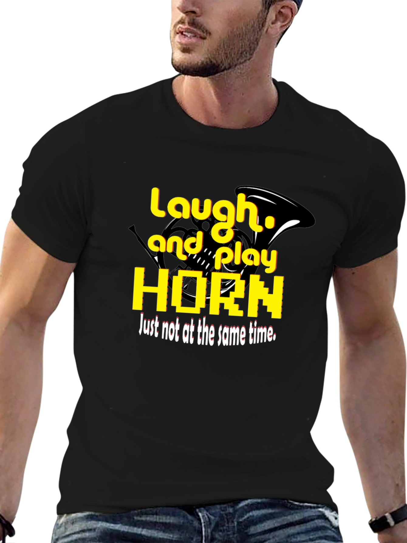 Black Laugh and Play Horn Black T-Shirt view 6