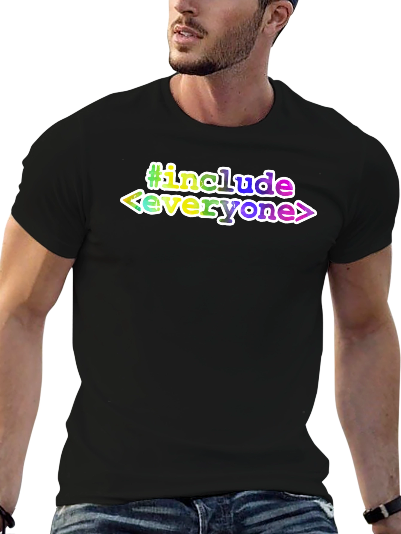 Black #include Everyone T-Shirt - Black Tee view 6